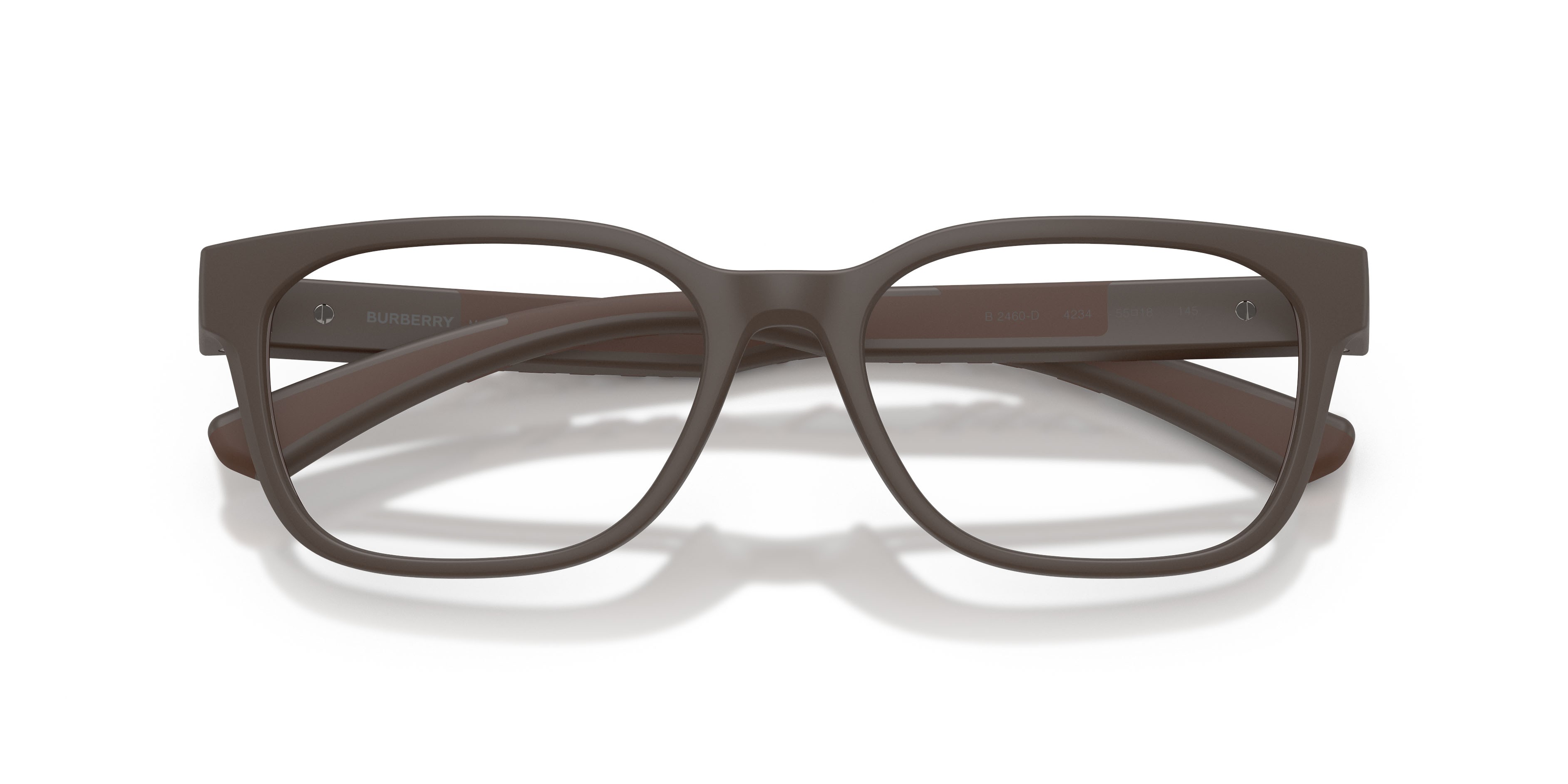 Eyeglasses Burberry BE 2460D (4234) color marrone opaco shape rectangle lenses lente demo