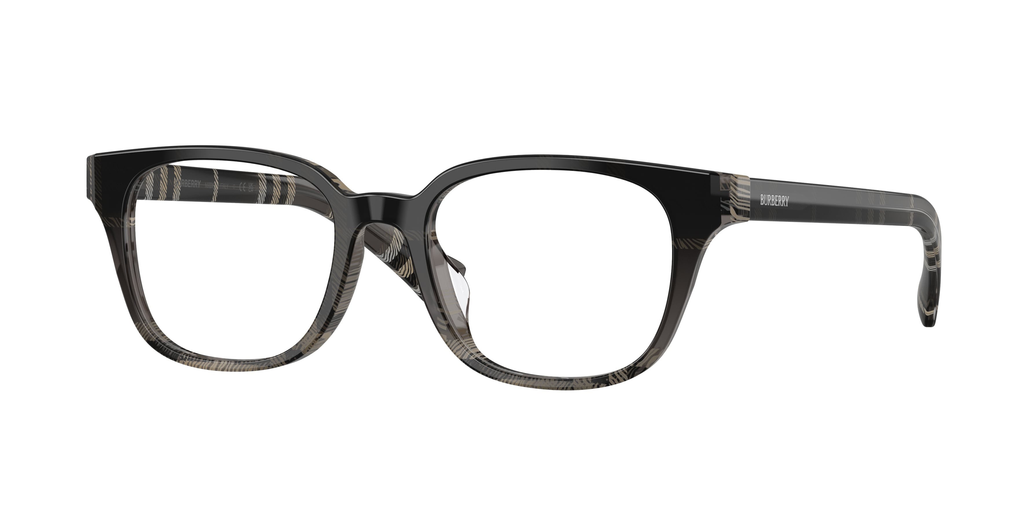 Occhiali da vista Burberry BE 2462D (4200) colore check gradient grey forma quadrato lenti lente demo