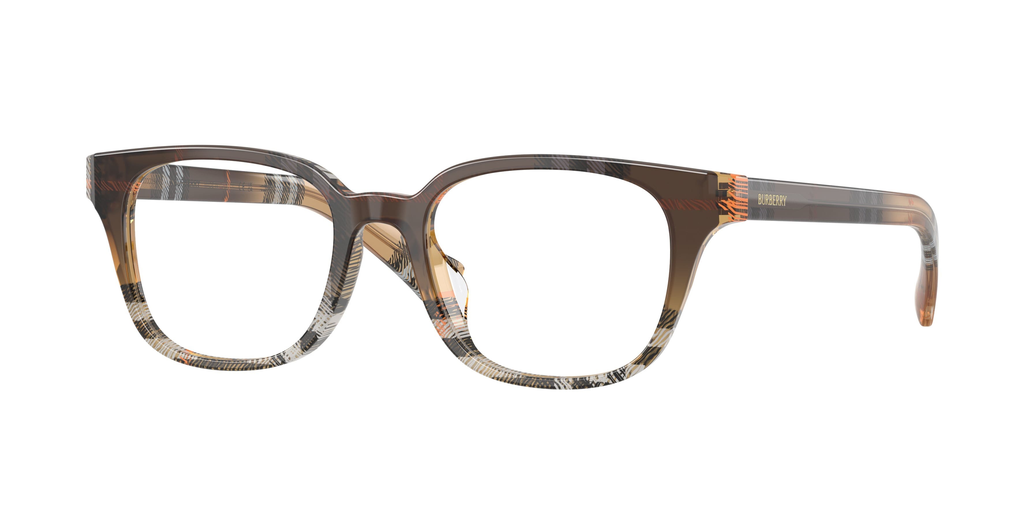 Occhiali da vista Burberry BE 2462D (4202) colore check gradient sand forma quadrato lenti lente demo