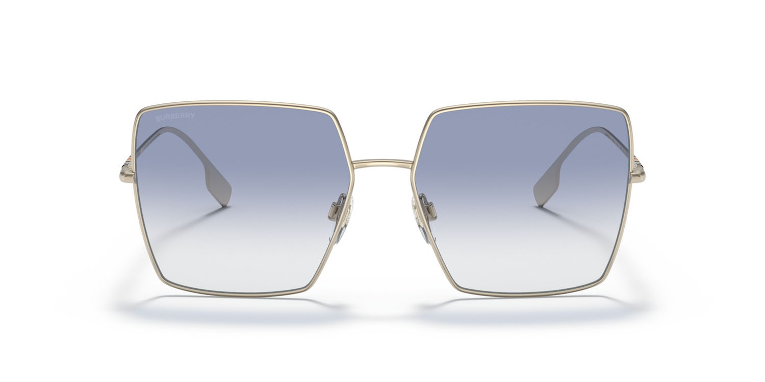 Sonnenbrillen Burberry Daphne BE 3133 (110919) farbe oro chiaro form quadratisch gläser trasparente sfumato azzurro