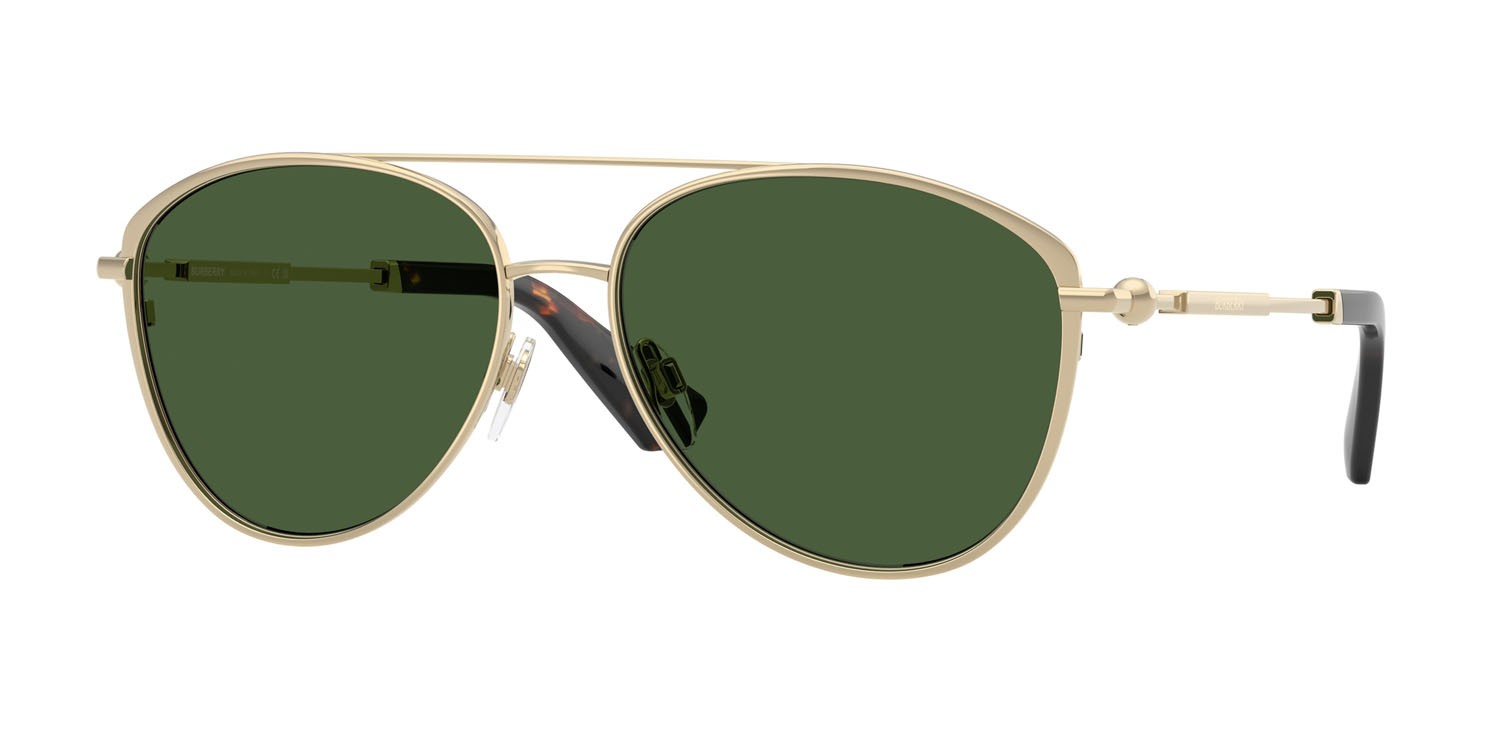 Sunglasses Burberry BE 3157 (110971) color oro chiaro shape aviator lenses verde scuro