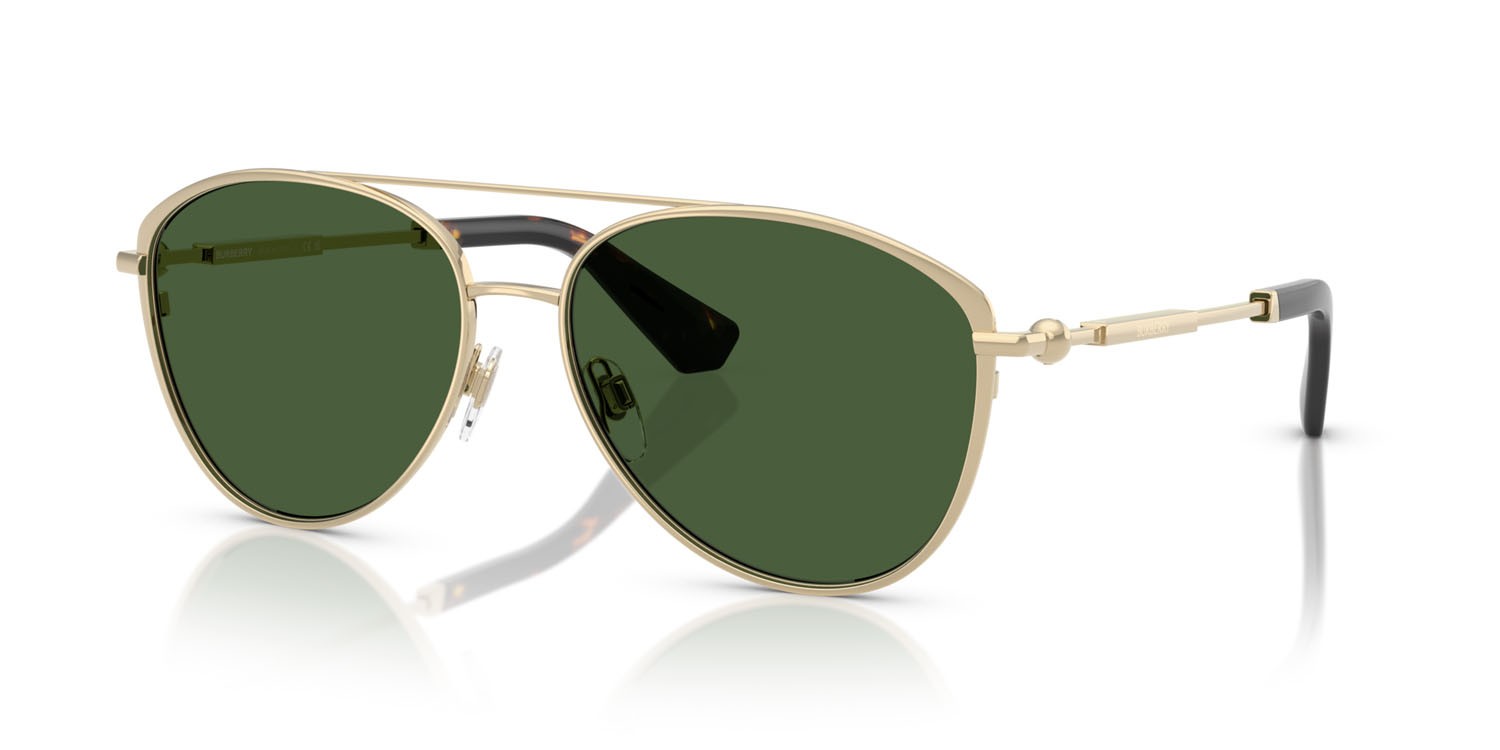 Sunglasses Burberry BE 3157 (110971) color oro chiaro shape aviator lenses verde scuro