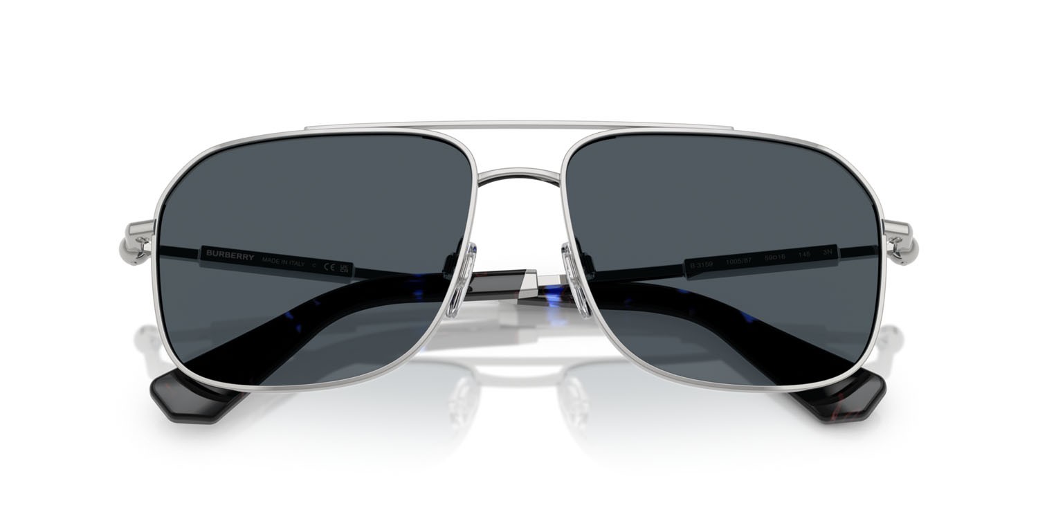 Sunglasses Burberry BE 3159 (100587) color argento shape irregular lenses grigio scuro