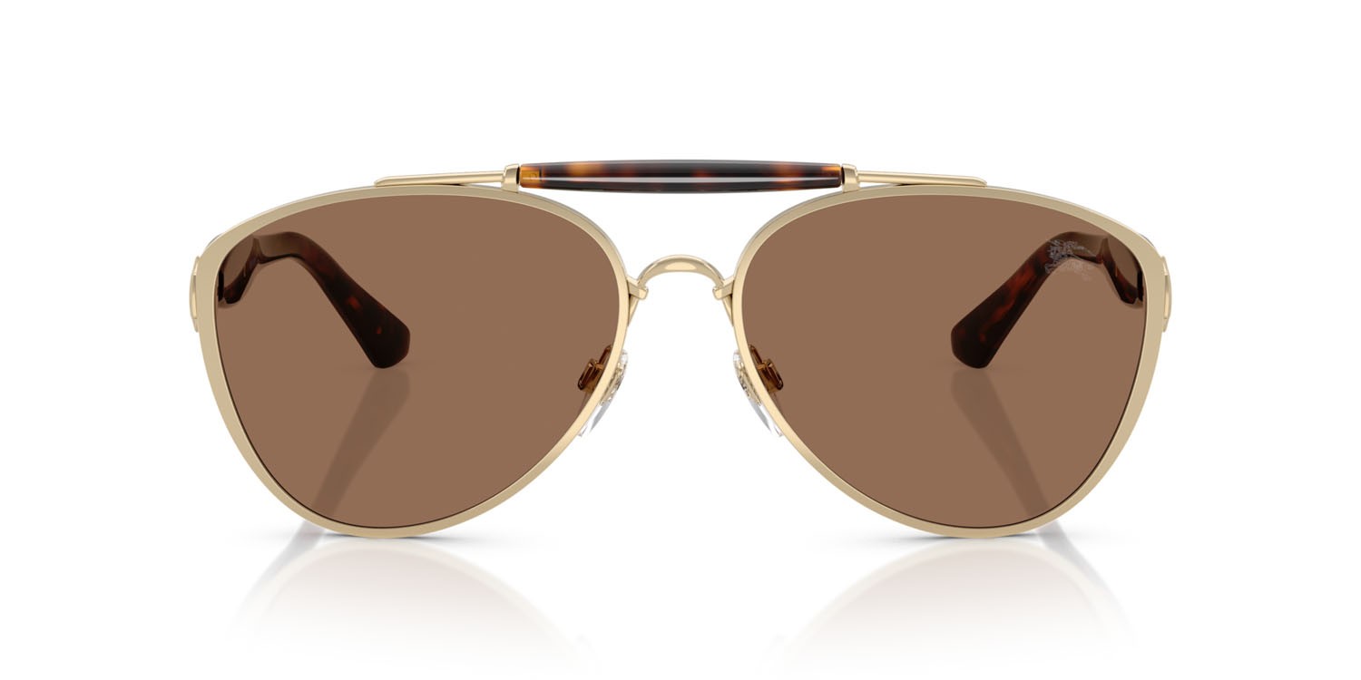Sunglasses Burberry BE 3160 (110973) color oro chiaro shape aviator lenses marrone scuro