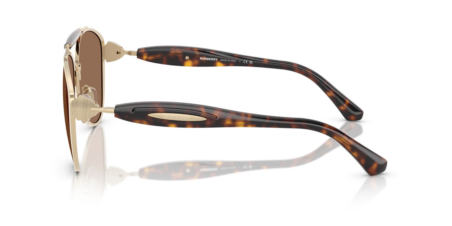 Sunglasses Burberry BE 3160 (110973) color oro chiaro shape aviator lenses marrone scuro
