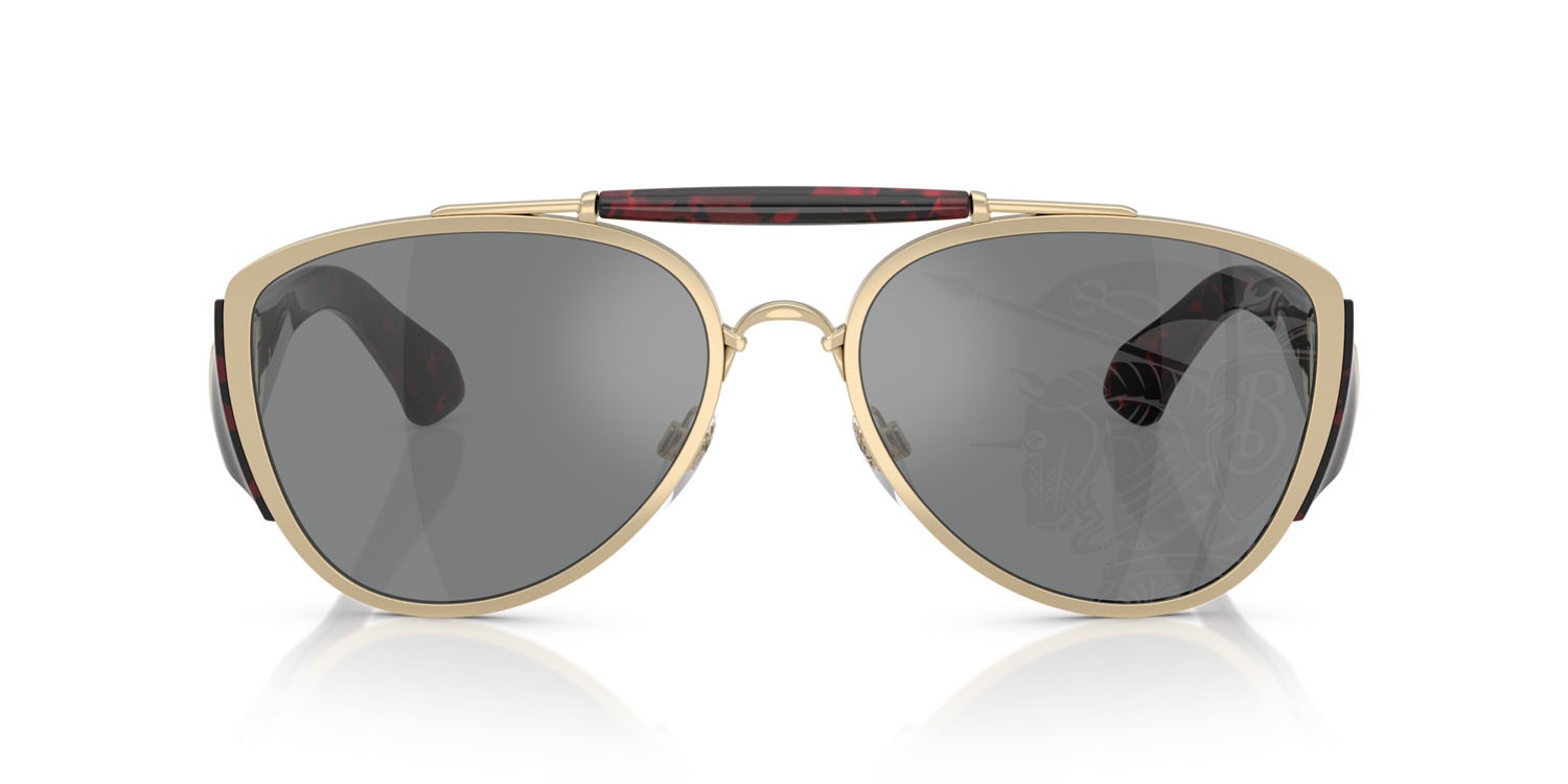 Occhiali da sole Burberry BE 3161 (1109AI) colore oro chiaro forma aviator lenti dark grey tampo silver