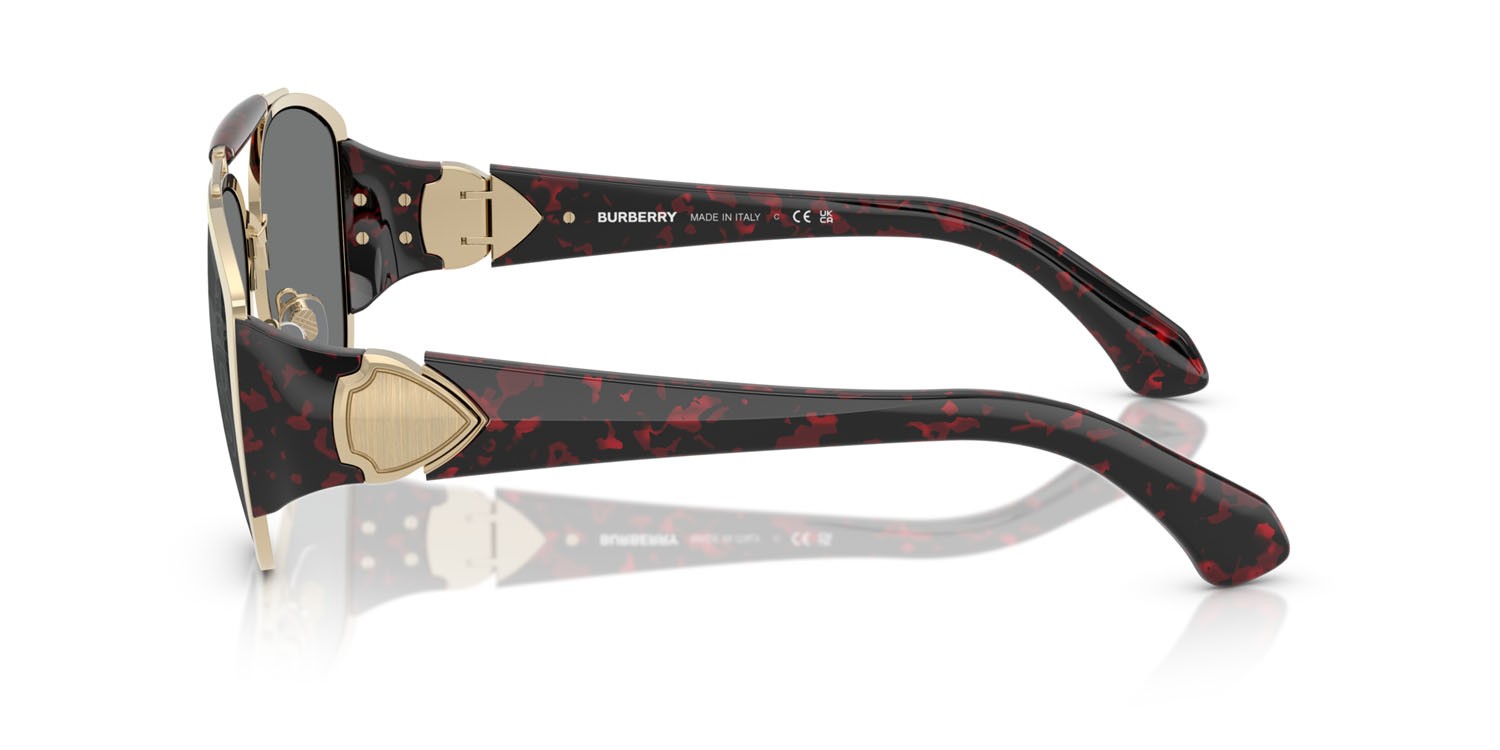Occhiali da sole Burberry BE 3161 (1109AI) colore oro chiaro forma aviator lenti dark grey tampo silver