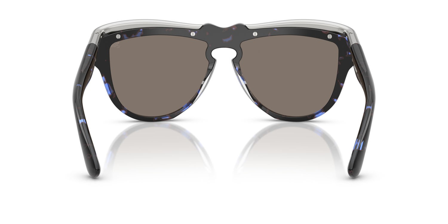 Occhiali da sole Burberry BE 3162U (10056G) colore blu havana forma aviator lenti grigio chiaro specchiato argento
