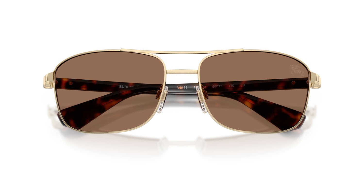 Occhiali da sole Burberry BE 3163 (110973) colore oro chiaro forma rettangolare lenti marrone scuro