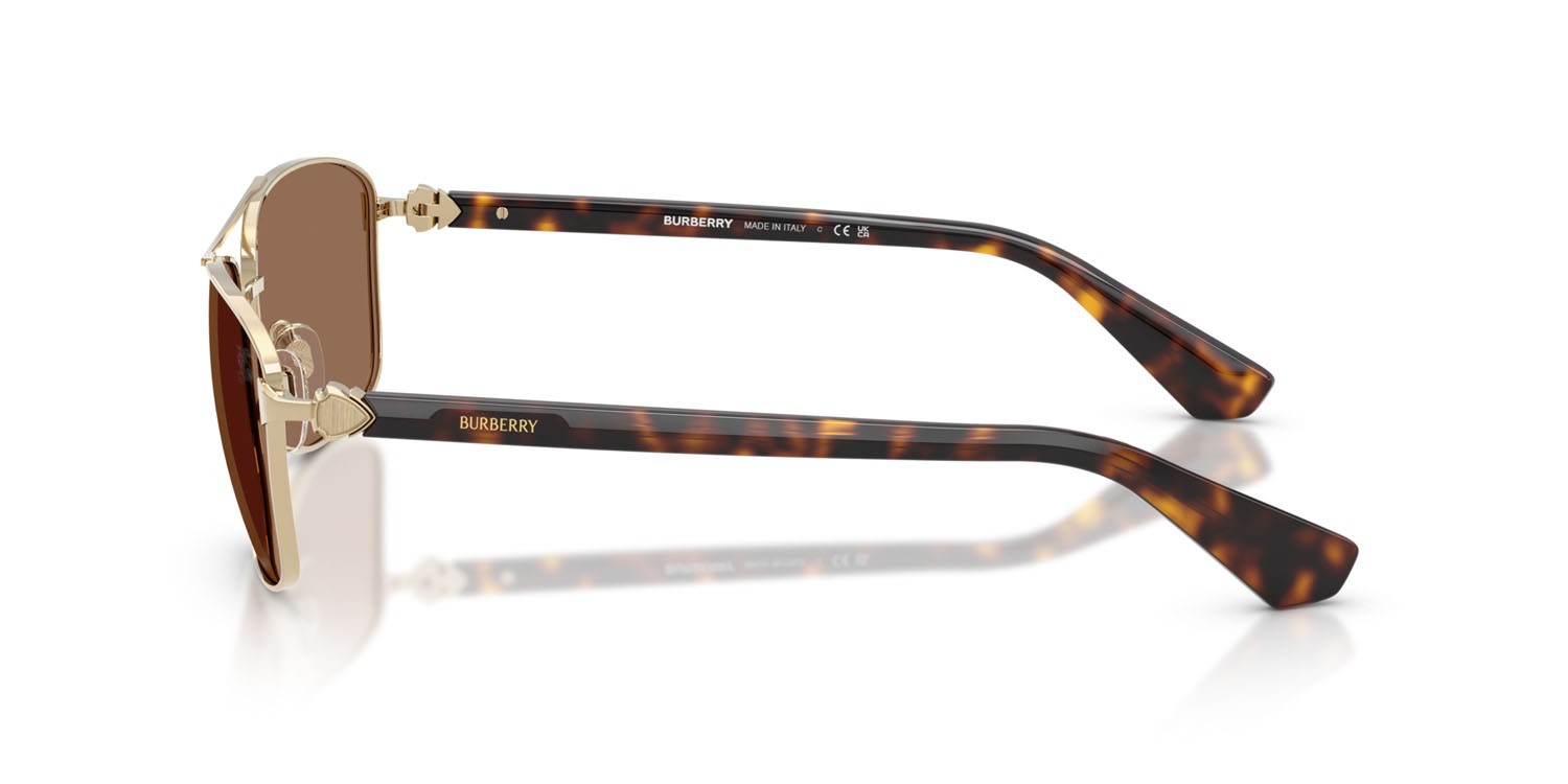 Occhiali da sole Burberry BE 3163 (110973) colore oro chiaro forma rettangolare lenti marrone scuro