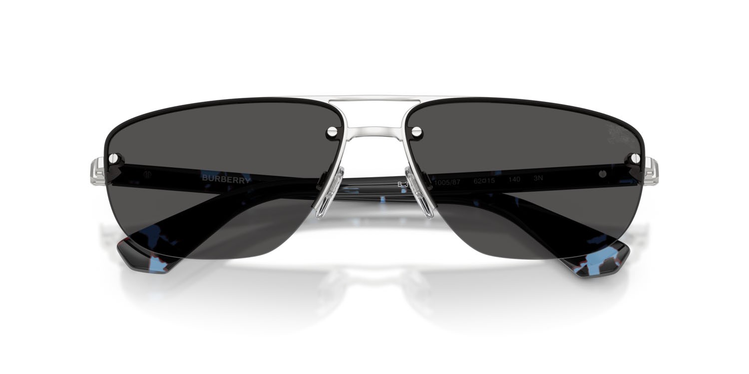 Sunglasses Burberry BE 3164 (100587) color argento shape irregular lenses grigio scuro