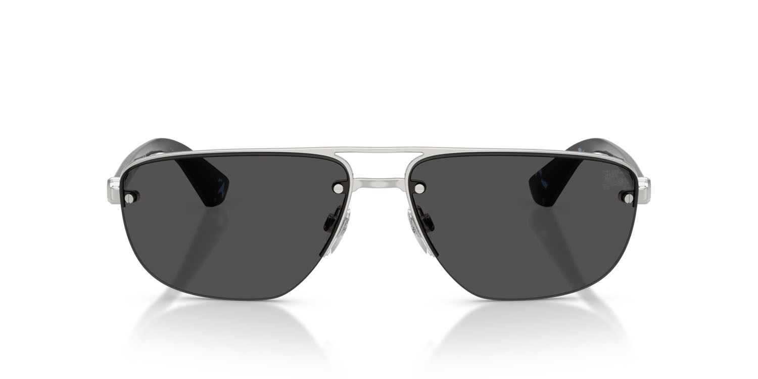 Sunglasses Burberry BE 3164 (100587) color argento shape irregular lenses grigio scuro