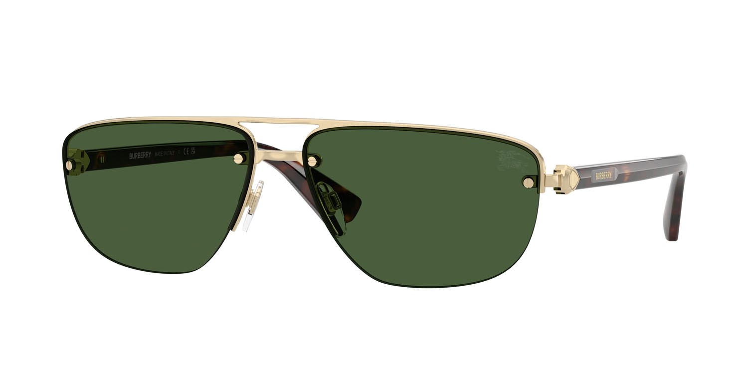 Sunglasses Burberry BE 3164 (110971) color oro chiaro shape irregular lenses verde scuro
