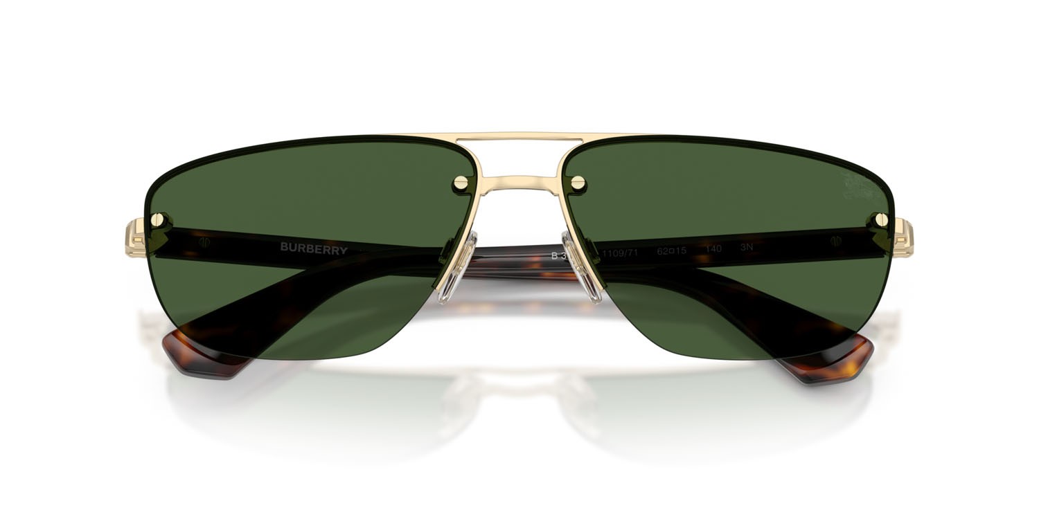 Sunglasses Burberry BE 3164 (110971) color oro chiaro shape irregular lenses verde scuro