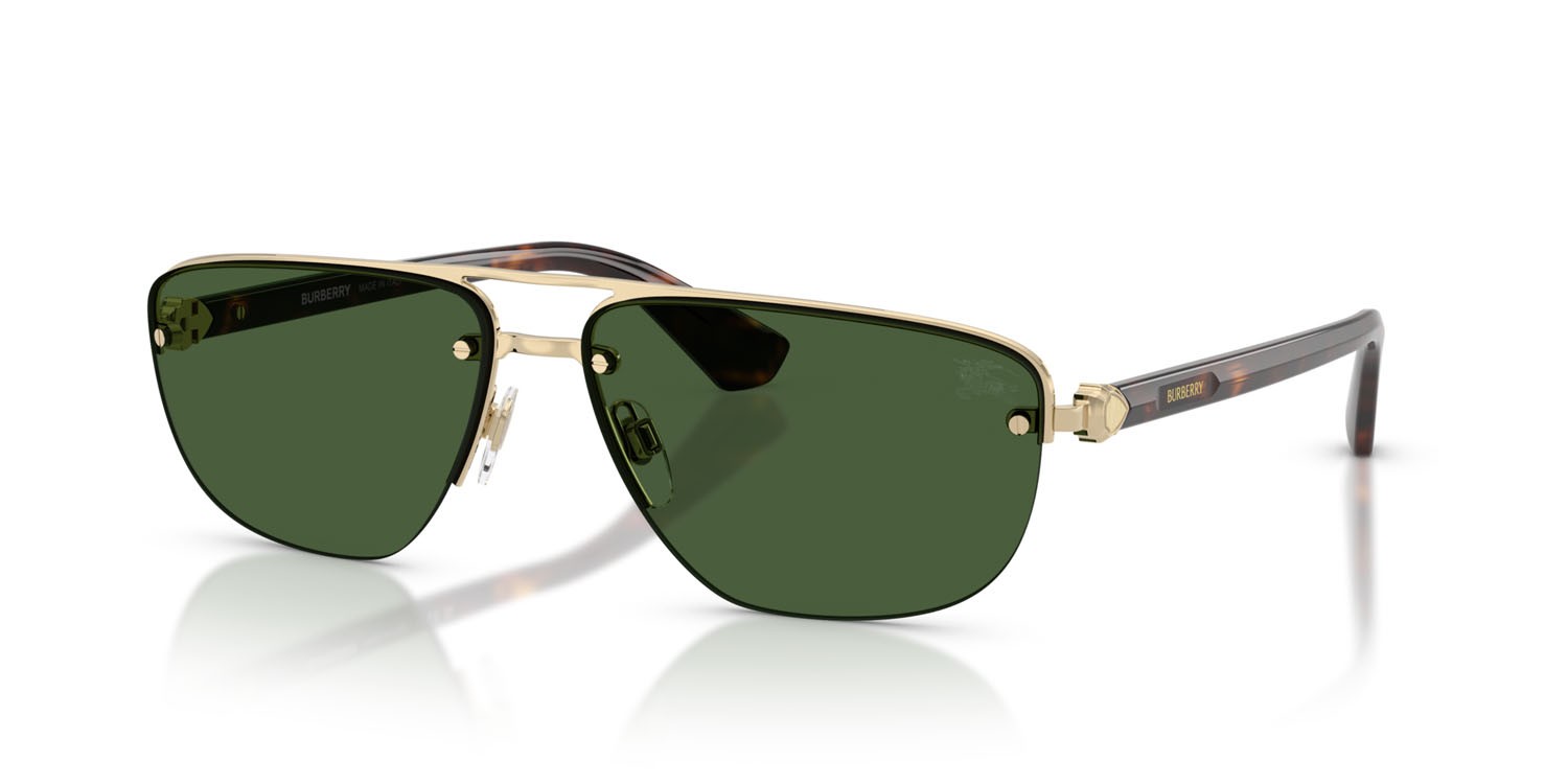 Sunglasses Burberry BE 3164 (110971) color oro chiaro shape irregular lenses verde scuro