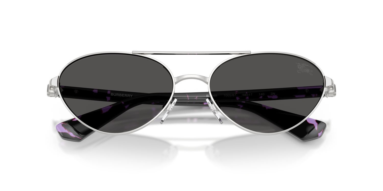 Occhiali da sole Burberry BE 3165 (100587) colore argento forma irregolare lenti grigio scuro