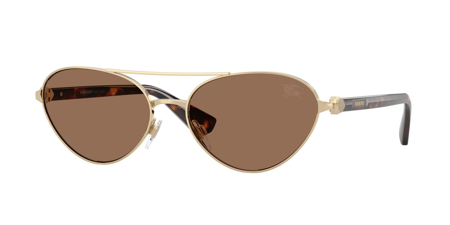 Sunglasses Burberry BE 3165 (110973) color oro chiaro shape irregular lenses marrone scuro