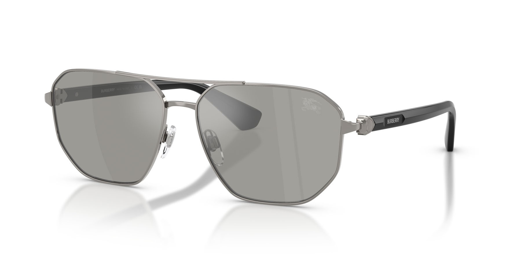 Sunglasses Burberry BE 3166 (10036G) color gunmetal shape aviator lenses grigio chiaro specchiato argento