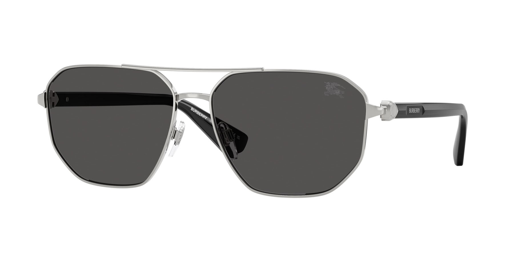 Occhiali da sole Burberry BE 3166 (100587) colore argento forma aviator lenti grigio scuro