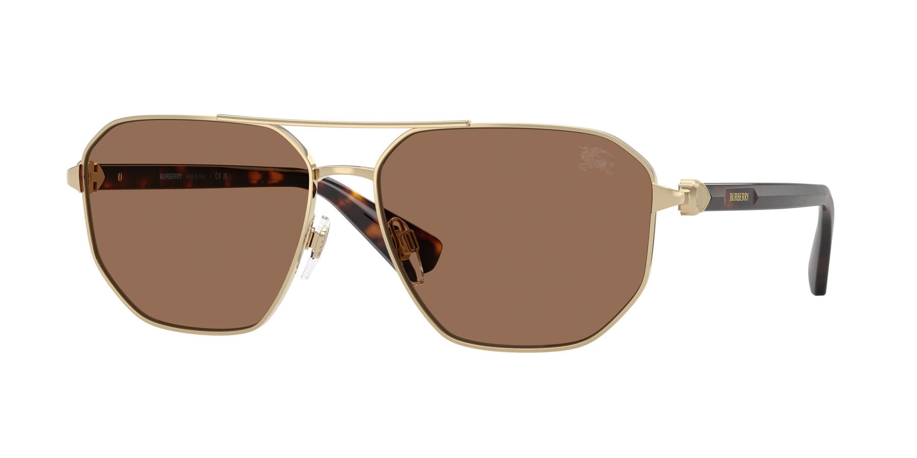 Sunglasses Burberry BE 3166 (110973) color oro chiaro shape aviator lenses marrone scuro