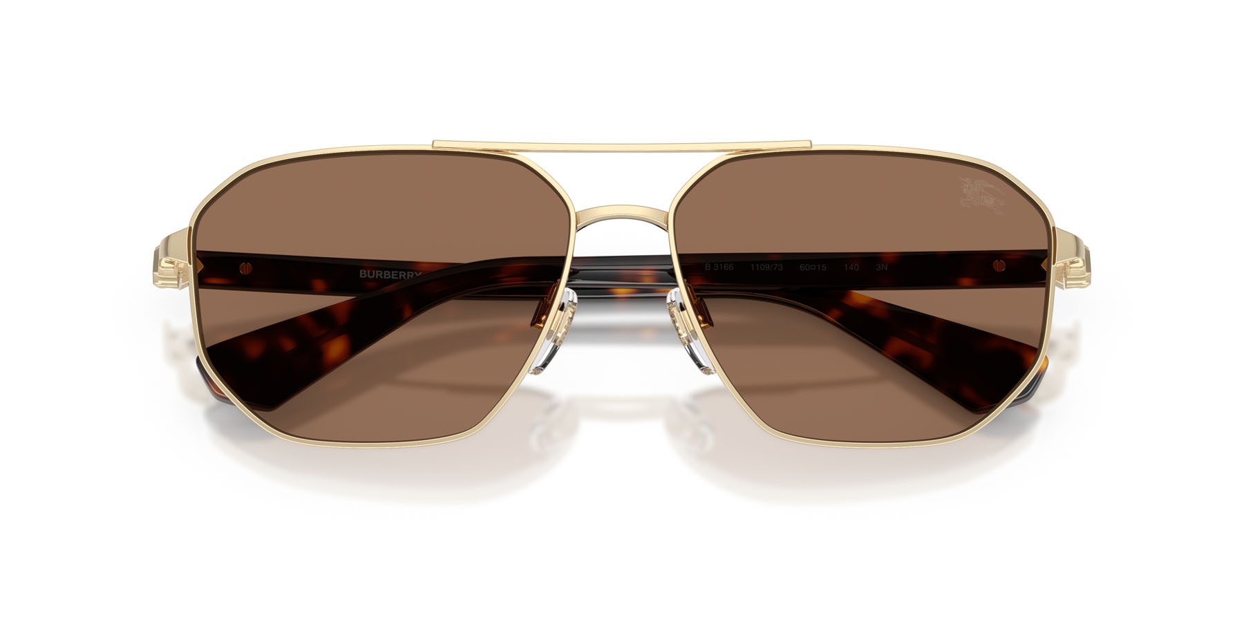 Sunglasses Burberry BE 3166 (110973) color oro chiaro shape aviator lenses marrone scuro