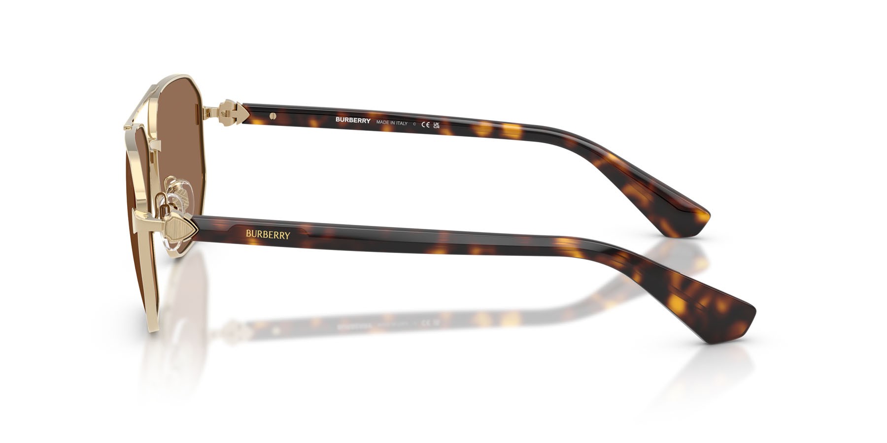Sunglasses Burberry BE 3166 (110973) color oro chiaro shape aviator lenses marrone scuro