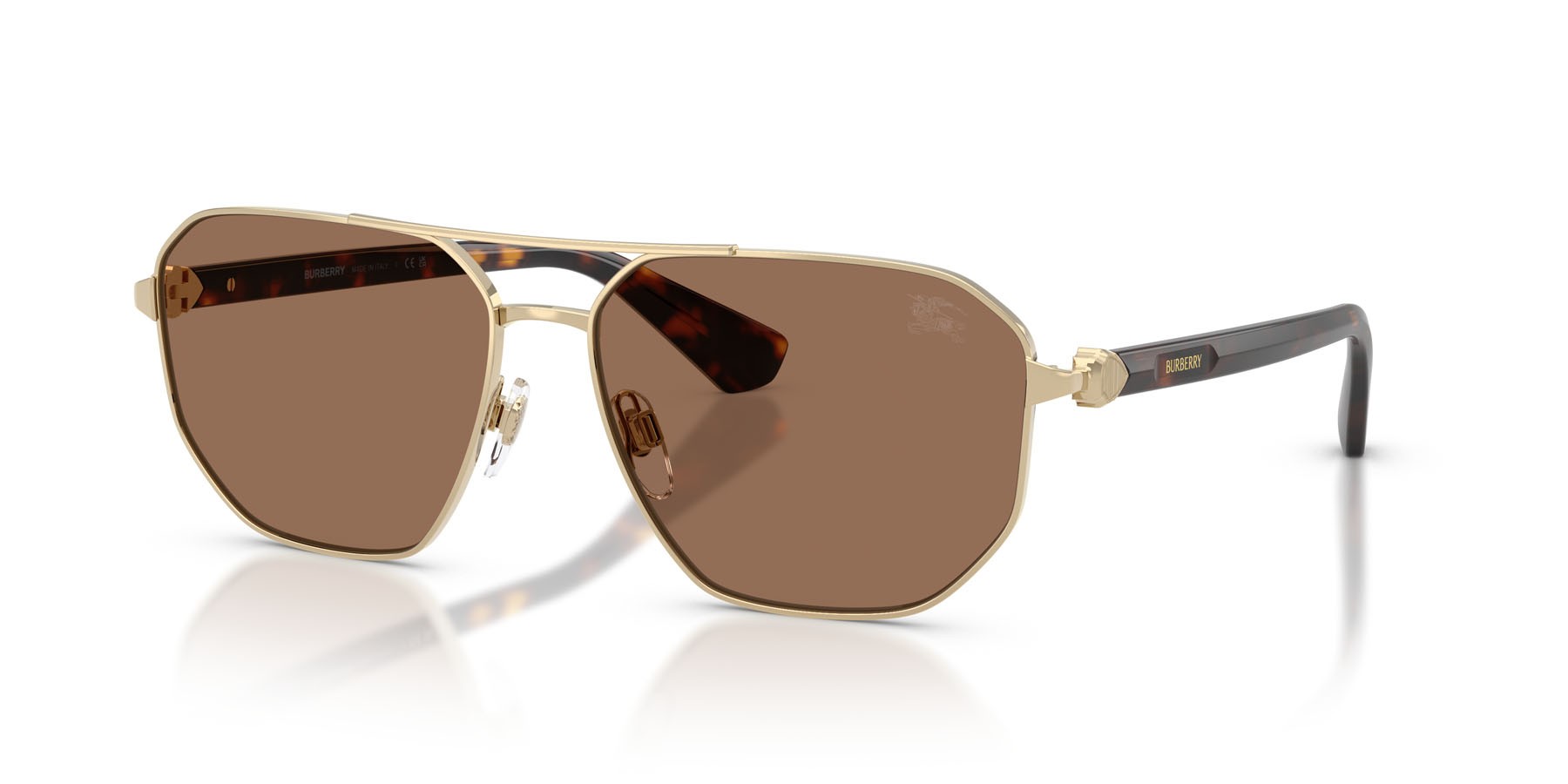 Sunglasses Burberry BE 3166 (110973) color oro chiaro shape aviator lenses marrone scuro