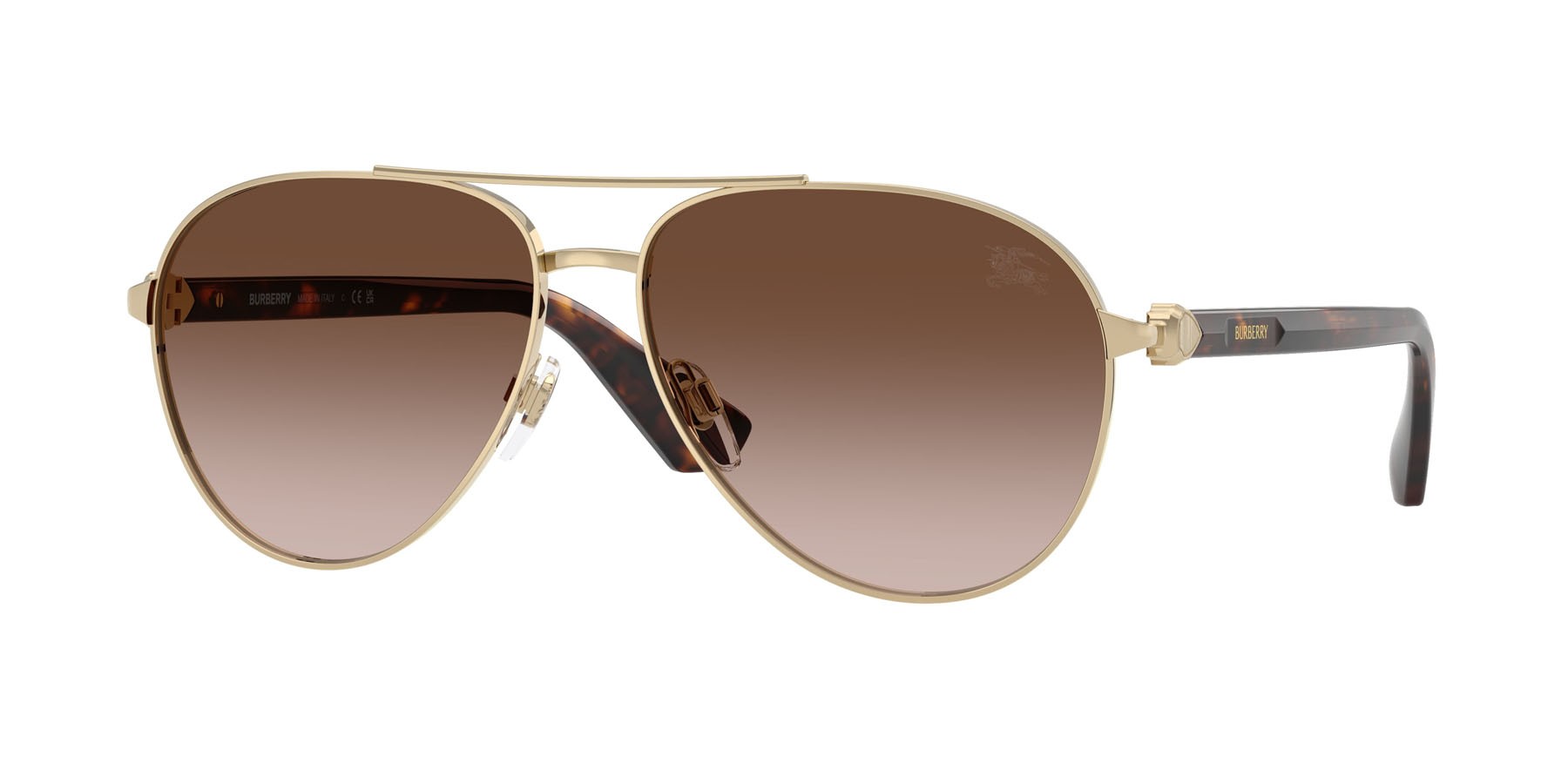 Occhiali da sole Burberry BE 3167 (110913) colore oro chiaro forma aviator lenti marrone sfumato