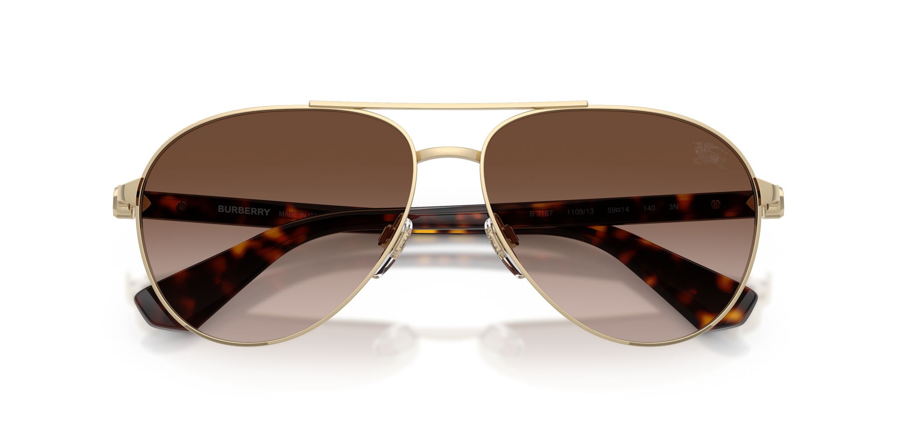 Occhiali da sole Burberry BE 3167 (110913) colore oro chiaro forma aviator lenti marrone sfumato