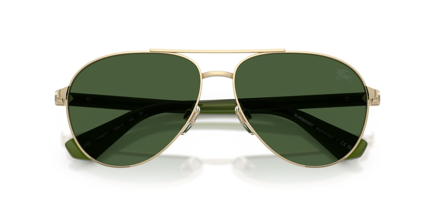 Sunglasses Burberry BE 3167 (110971) color oro chiaro shape aviator lenses verde scuro