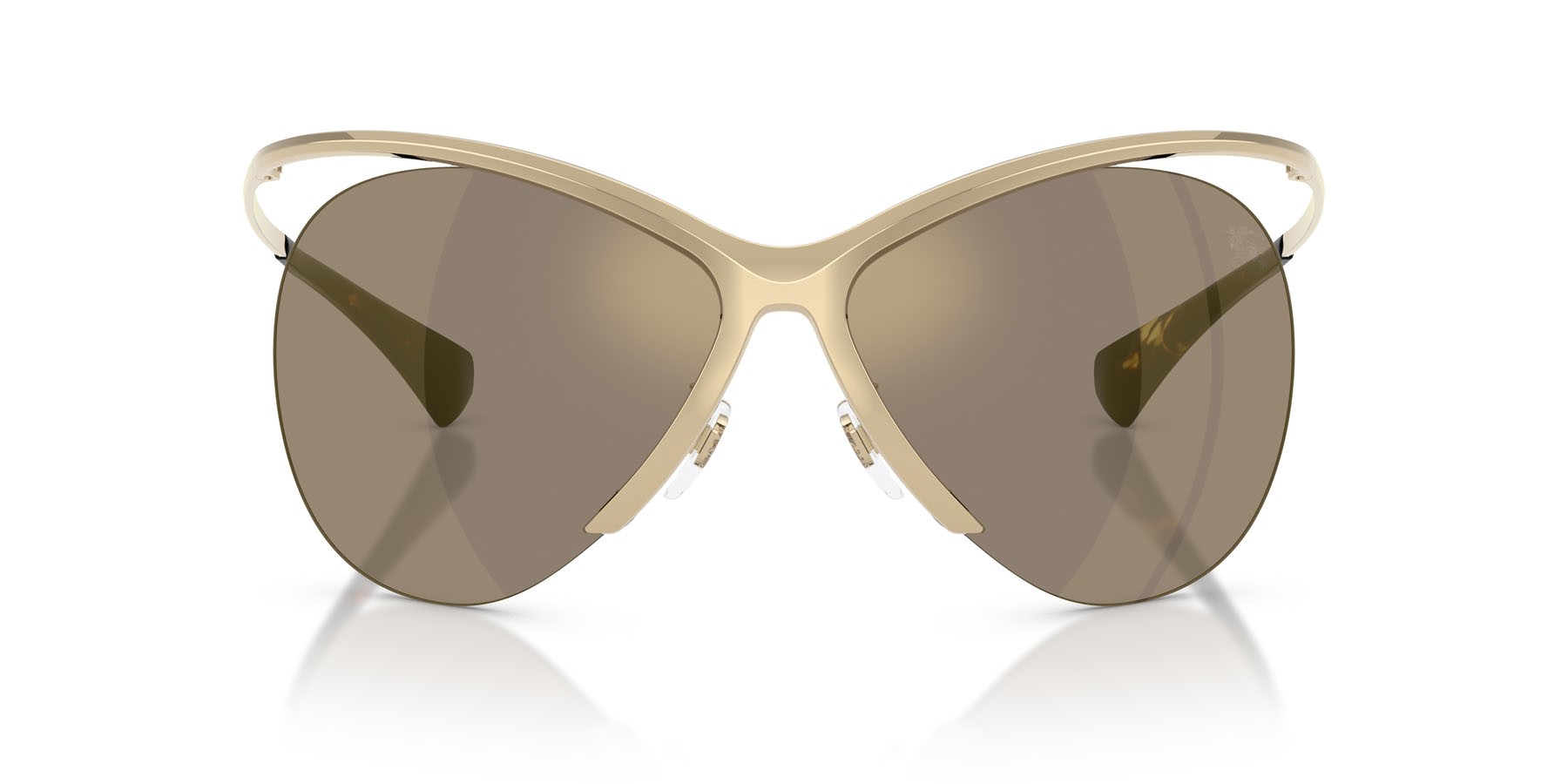 Sunglasses Burberry BE 3168 (11095A) color oro chiaro shape cat eye lenses marrone chiaro specchiato oro