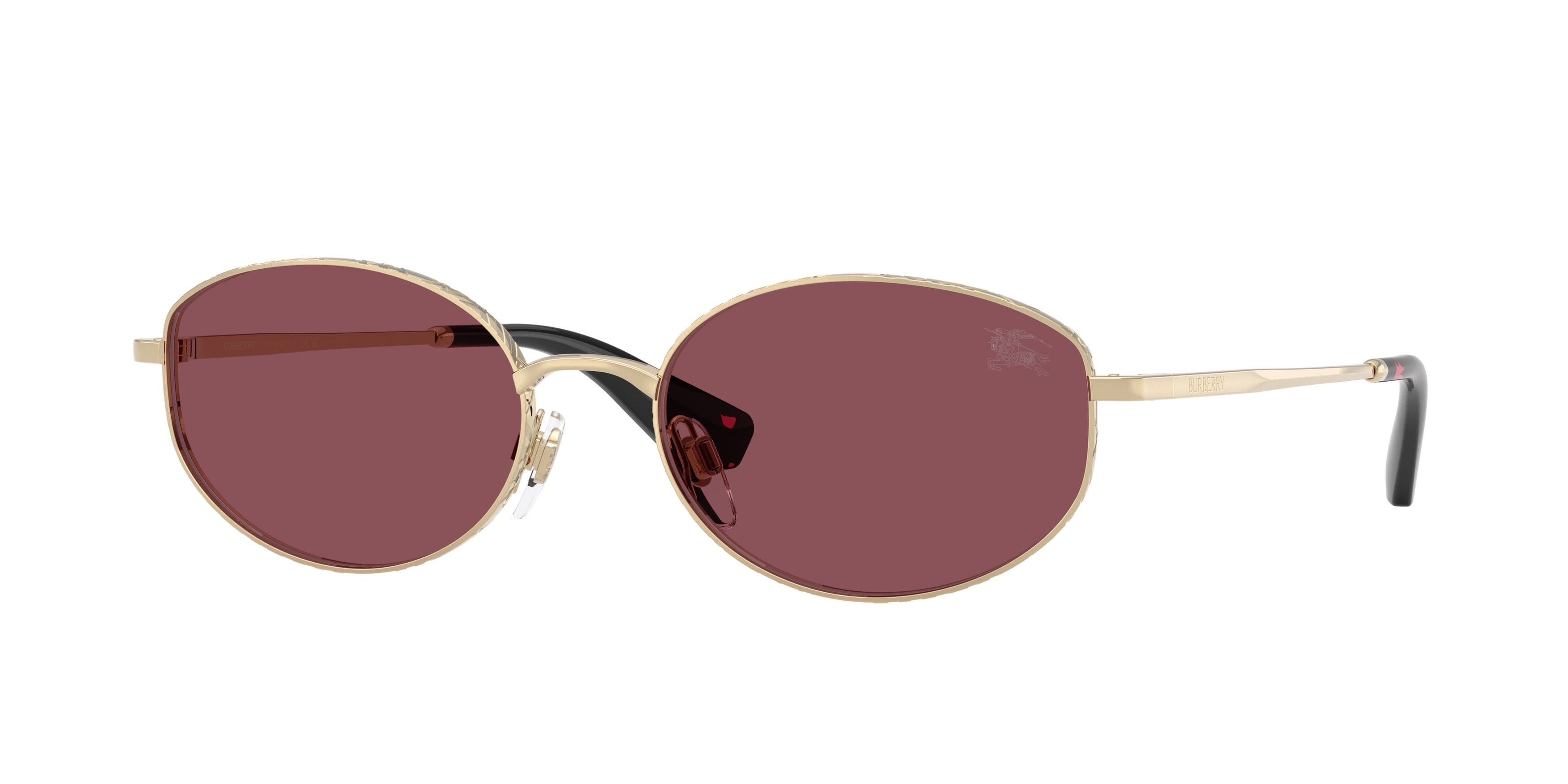 Sunglasses Burberry BE 3169 (11095Q) color oro chiaro shape oval lenses purple polarized