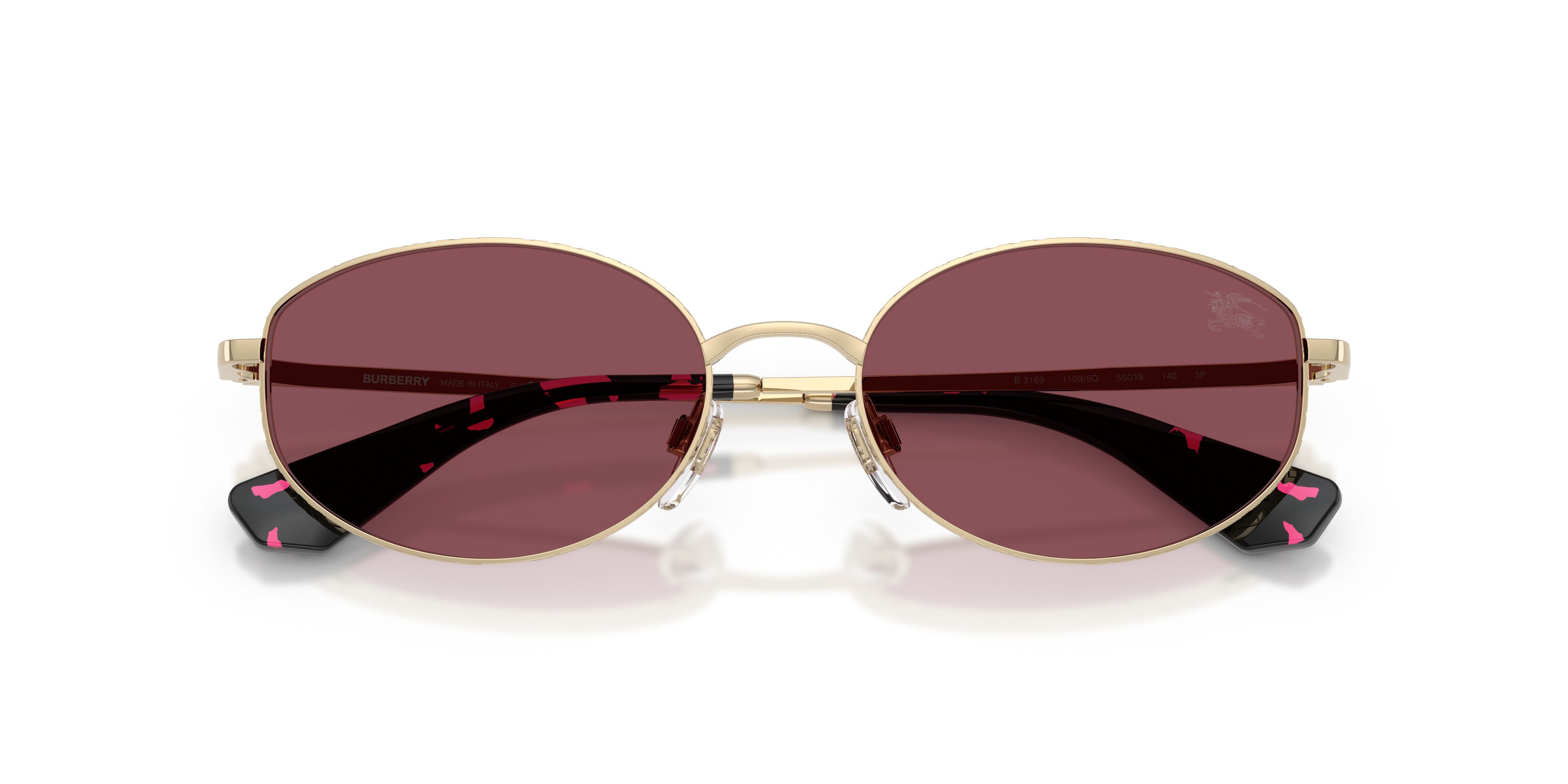 Sunglasses Burberry BE 3169 (11095Q) color oro chiaro shape oval lenses purple polarized