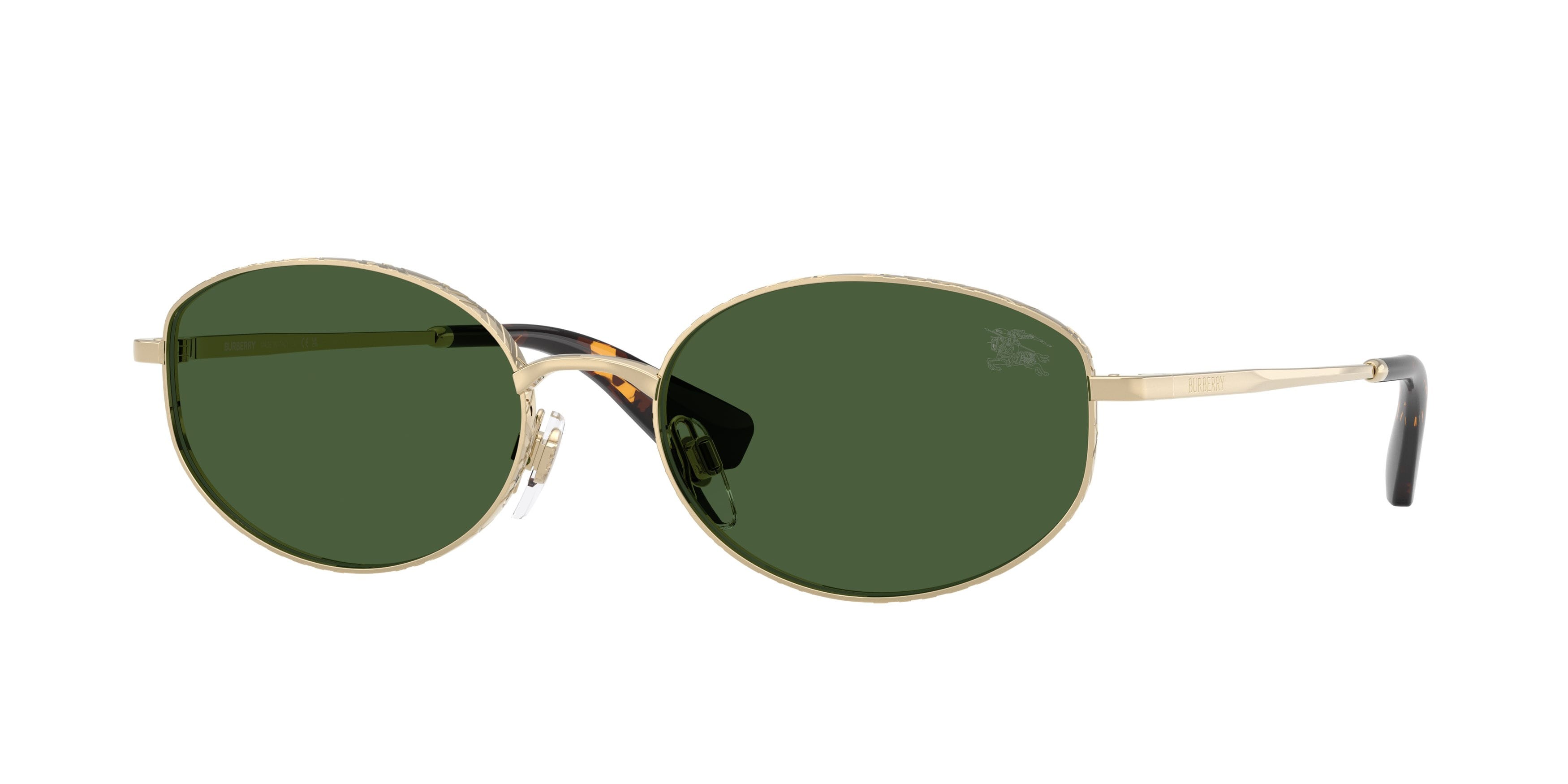 Sunglasses Burberry BE 3169 (110971) color oro chiaro shape oval lenses verde scuro
