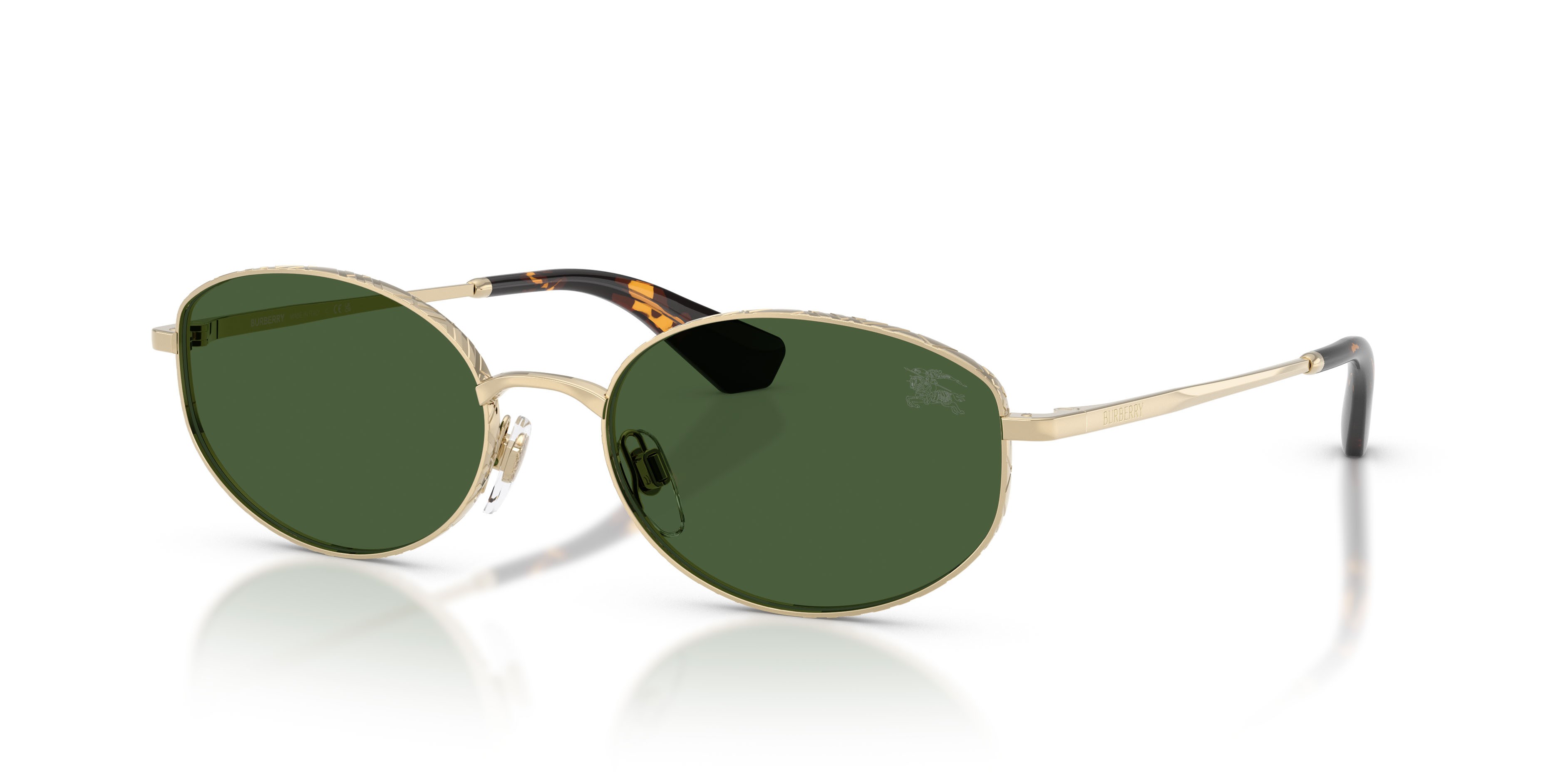 Sunglasses Burberry BE 3169 (110971) color oro chiaro shape oval lenses verde scuro