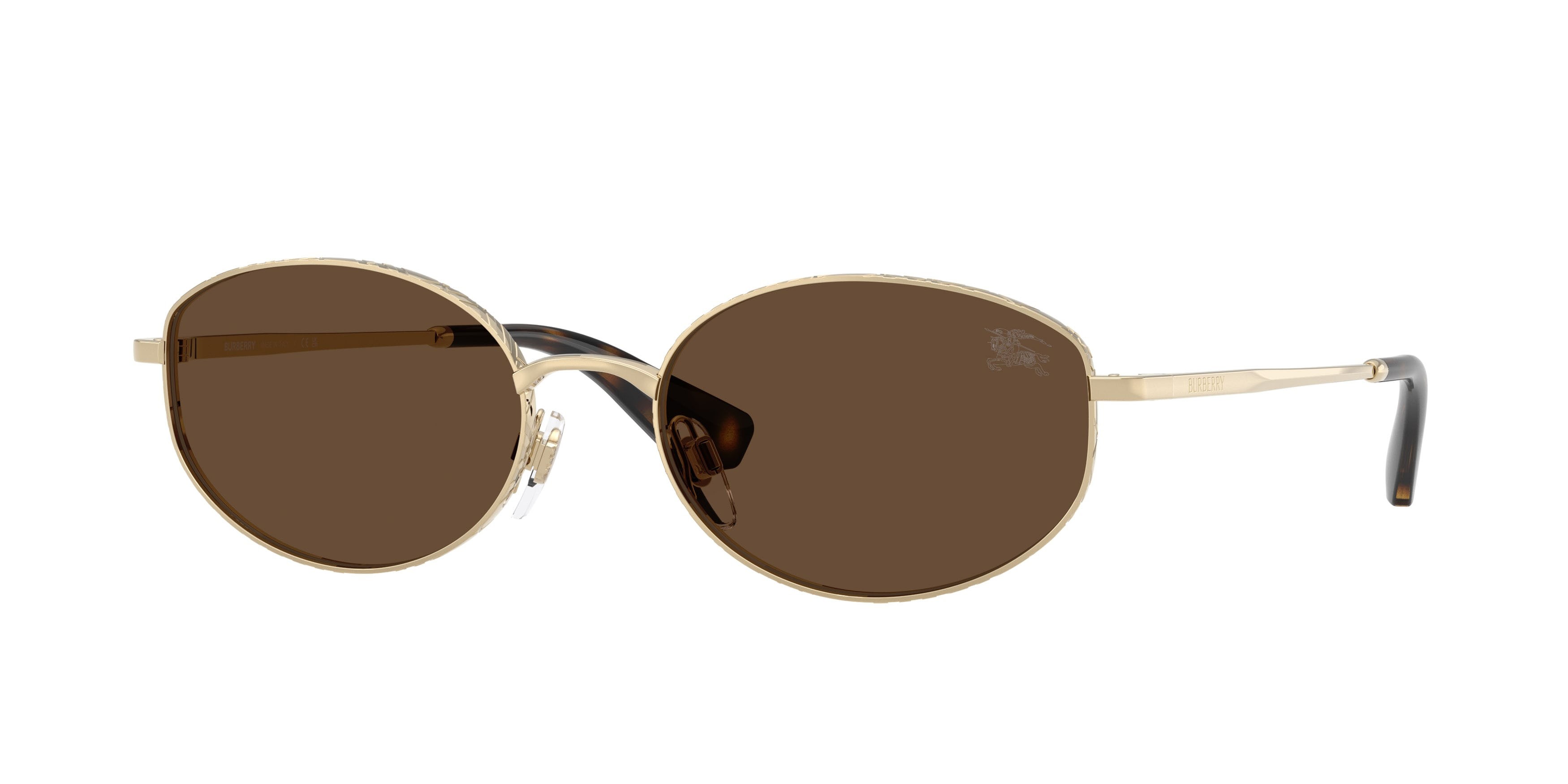 Sunglasses Burberry BE 3169 (110973) color oro chiaro shape oval lenses marrone scuro