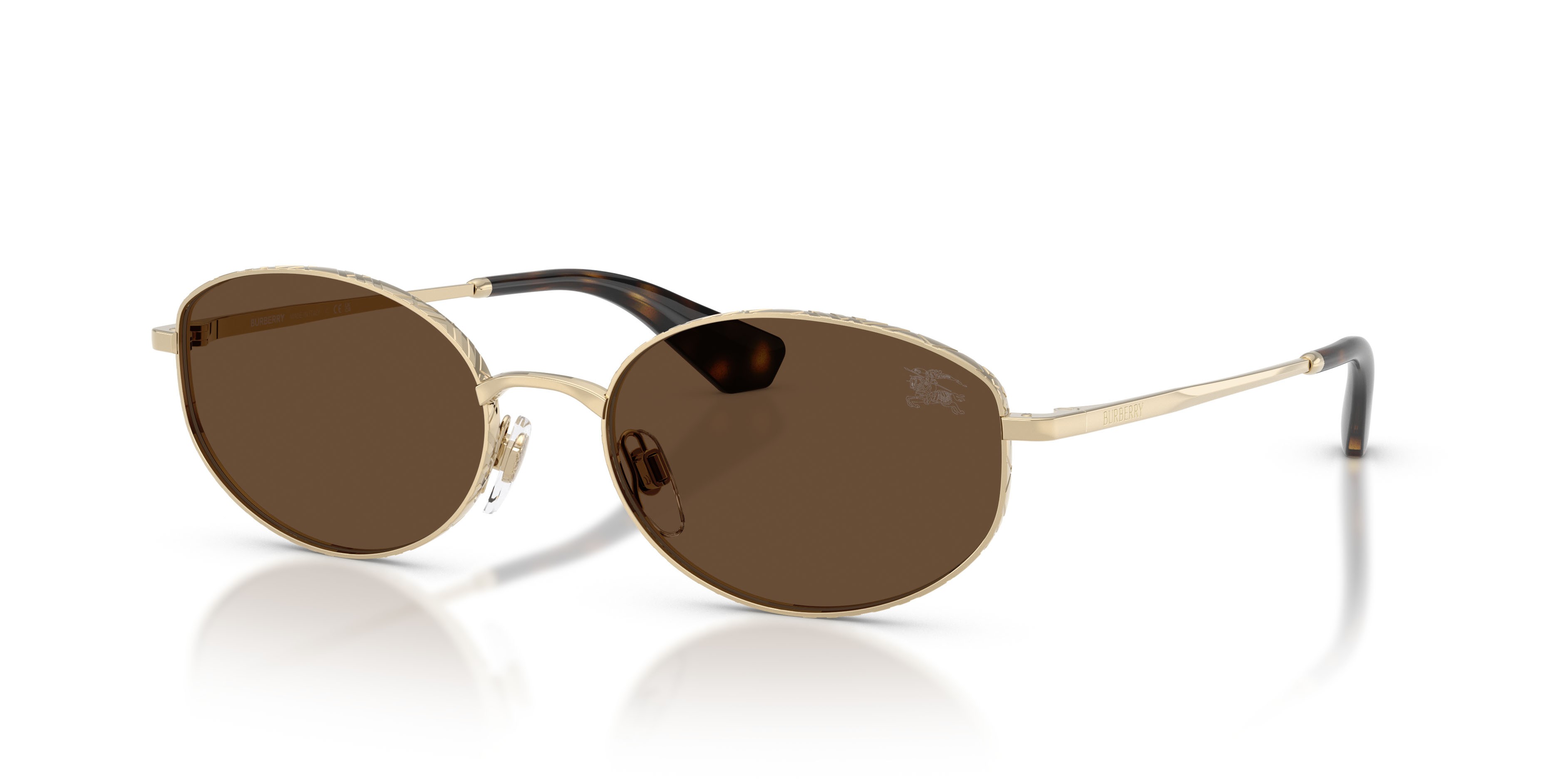 Sunglasses Burberry BE 3169 (110973) color oro chiaro shape oval lenses marrone scuro
