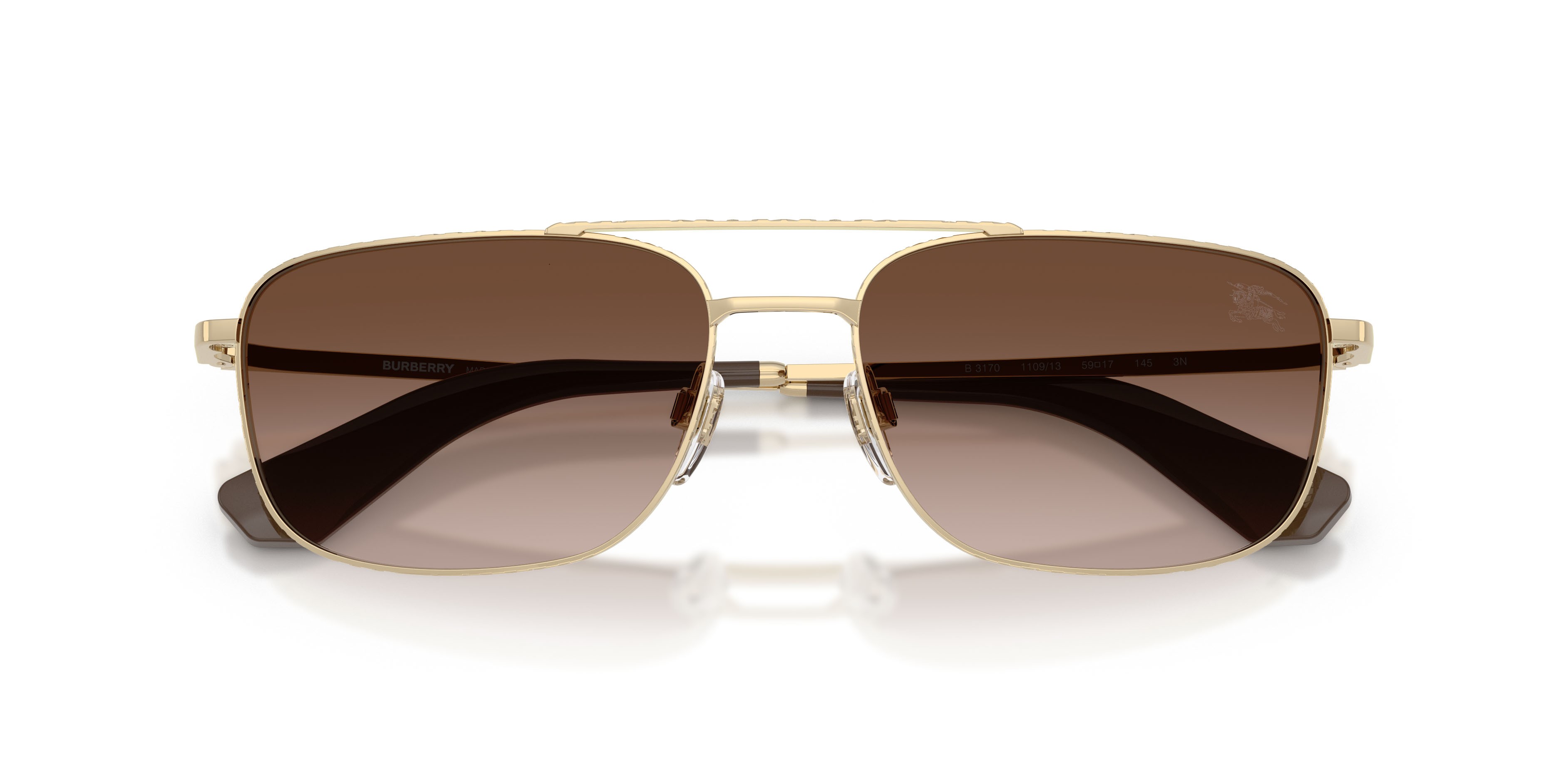 Sunglasses Burberry BE 3170 (110913) color oro chiaro shape aviator lenses marrone sfumato