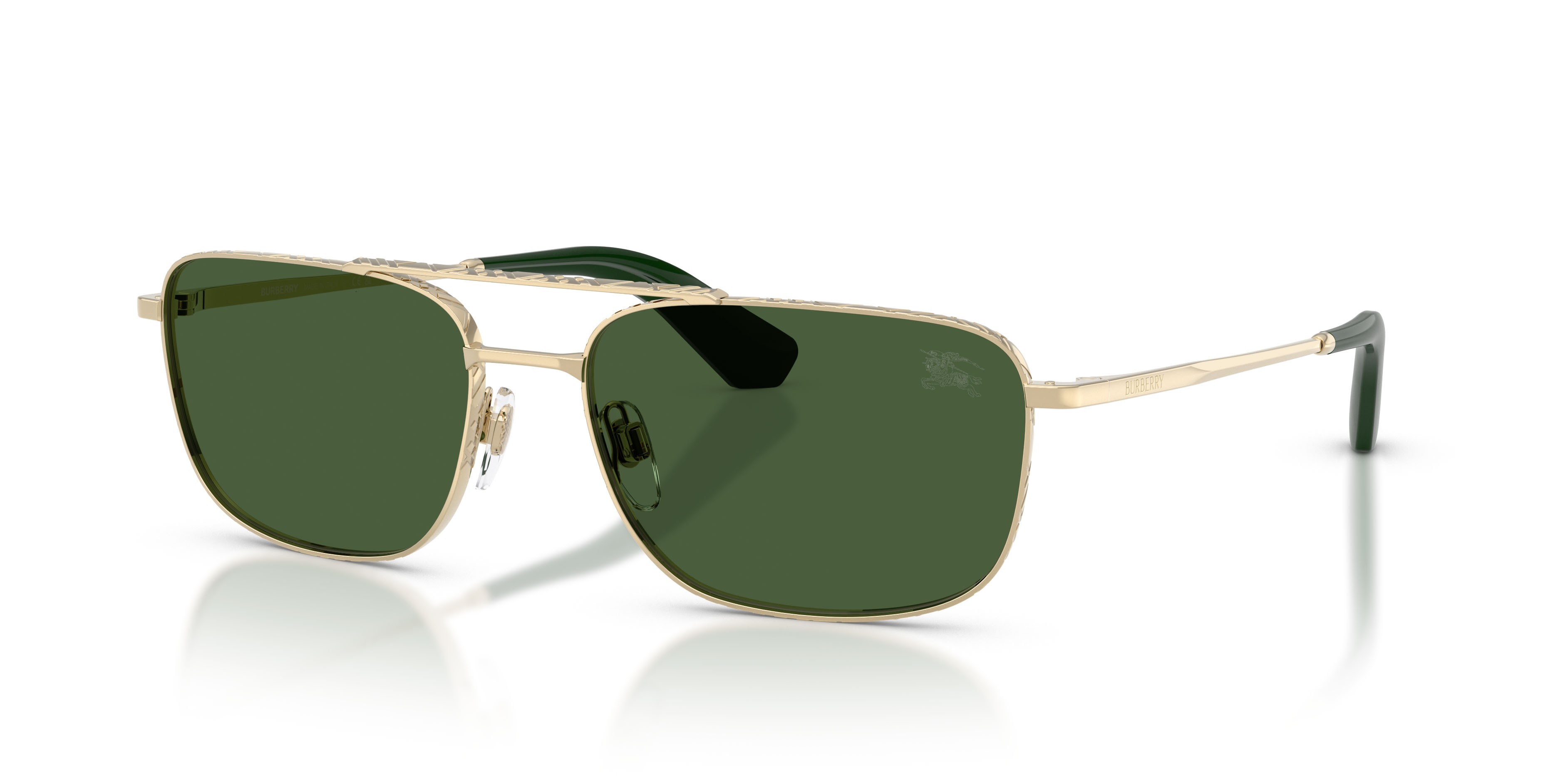 Occhiali da sole Burberry BE 3170 (110971) colore oro chiaro forma aviator lenti verde scuro