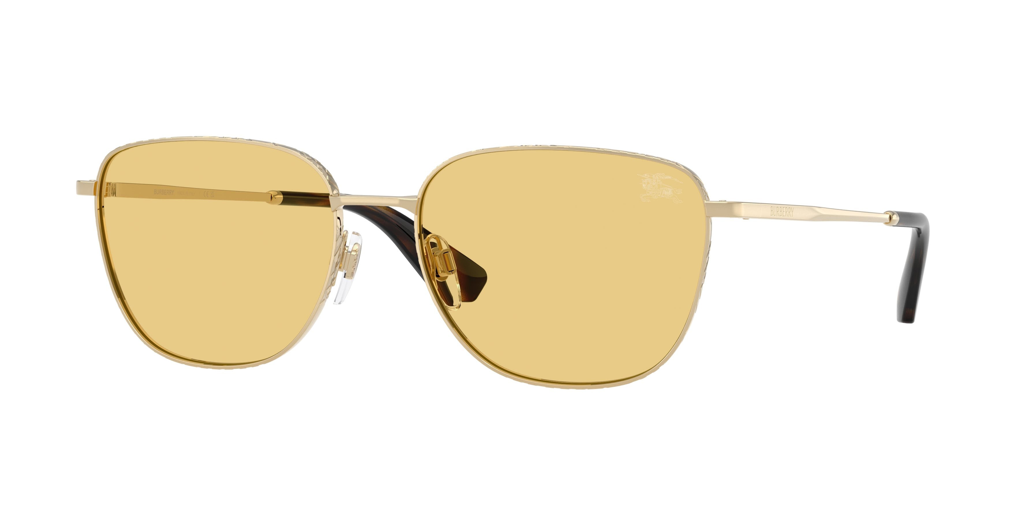 Sunglasses Burberry BE 3171 (110985) color oro chiaro shape square lenses giallo