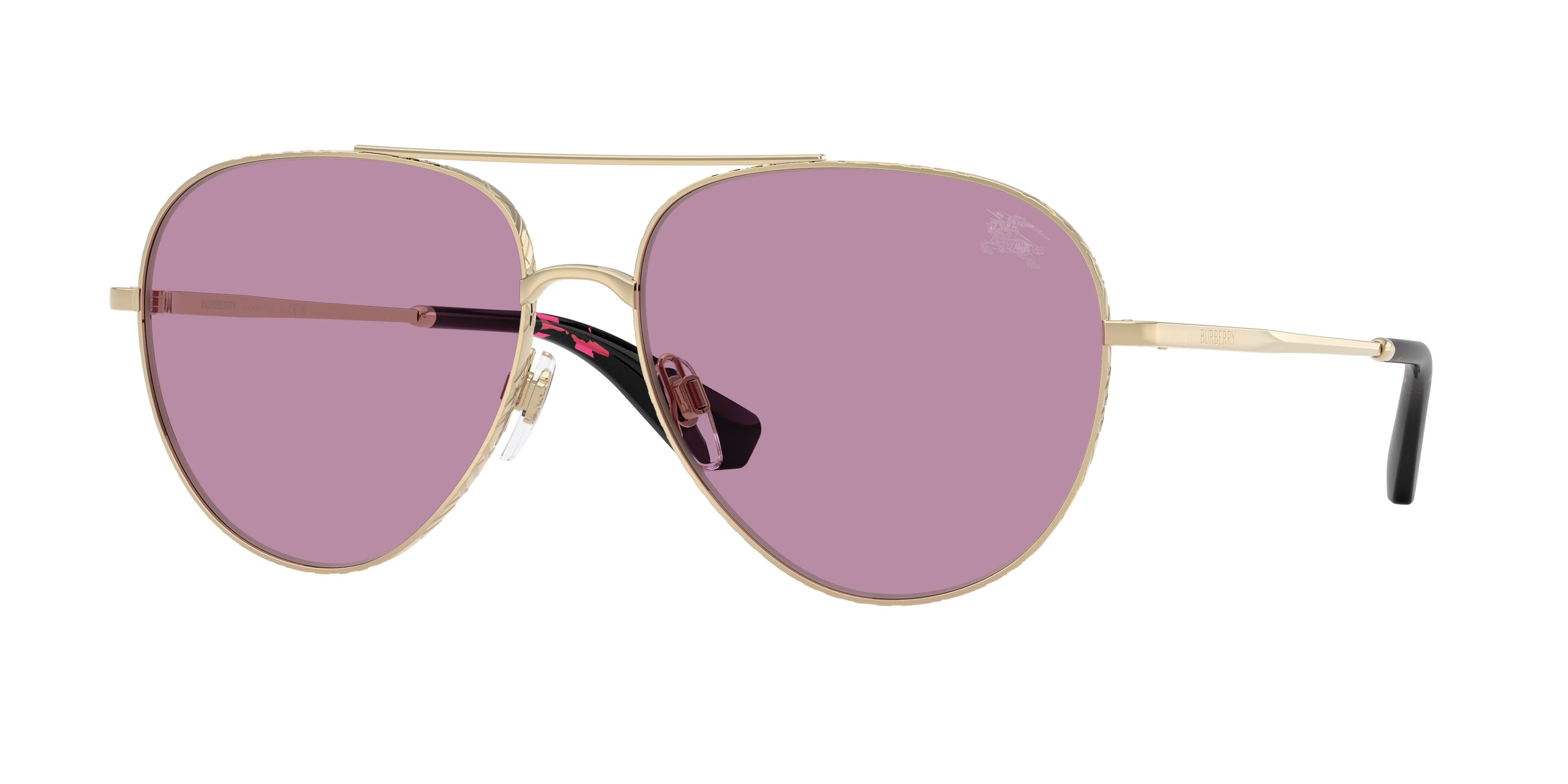 Sunglasses Burberry BE 3172 (110969) color oro chiaro shape aviator lenses violetto scuro