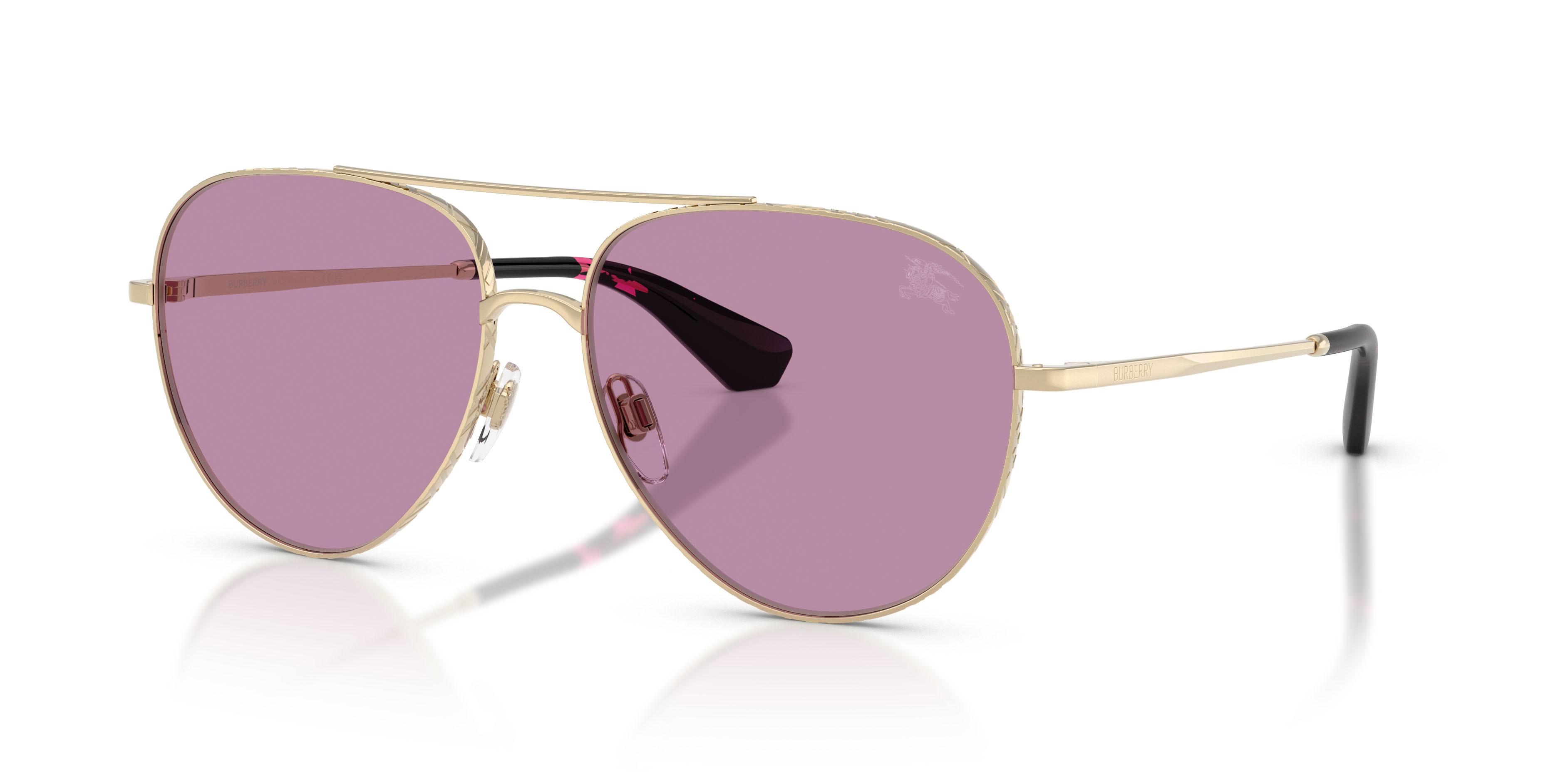 Sunglasses Burberry BE 3172 (110969) color oro chiaro shape aviator lenses violetto scuro