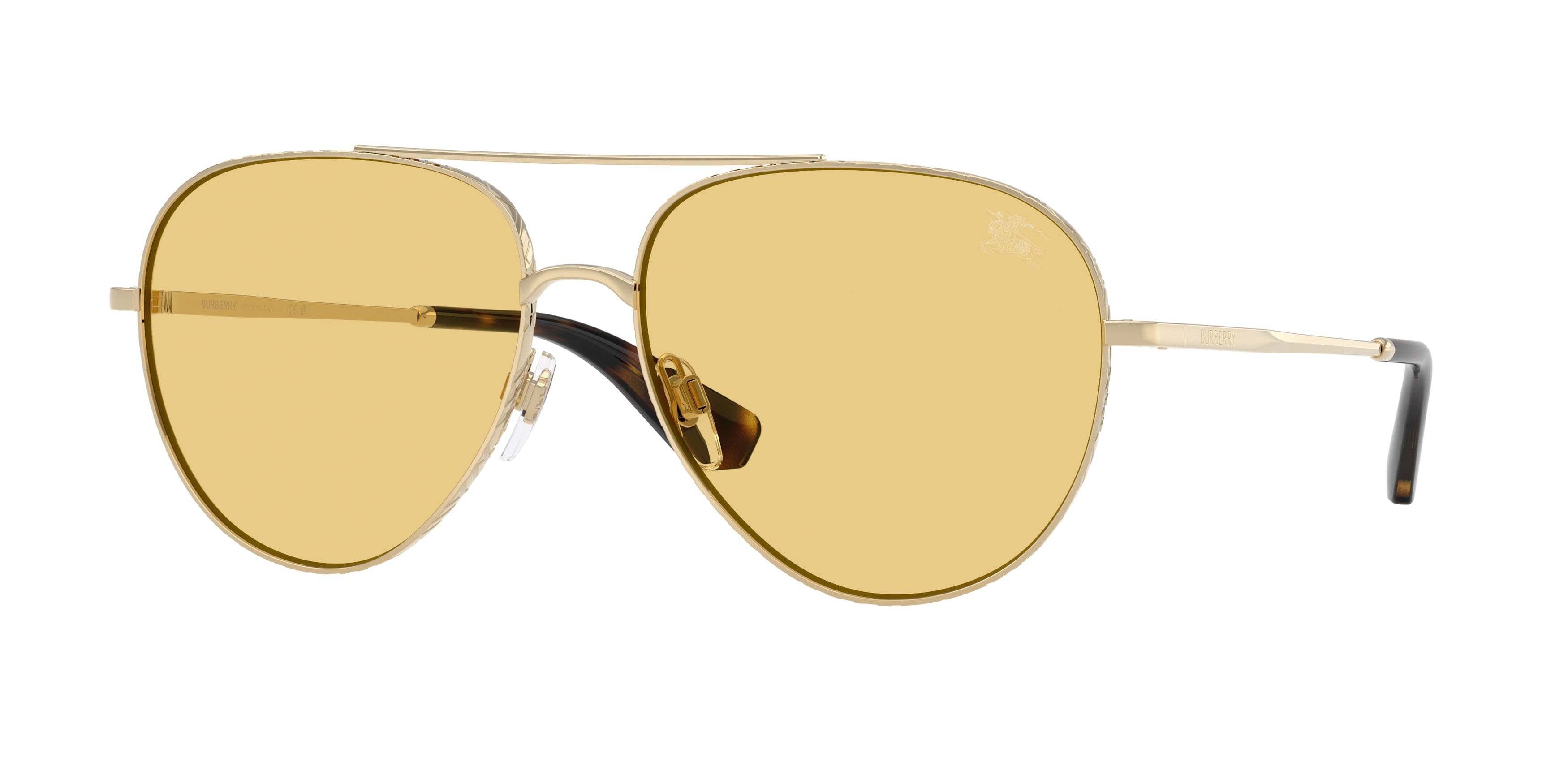 Sunglasses Burberry BE 3172 (110985) color oro chiaro shape aviator lenses giallo