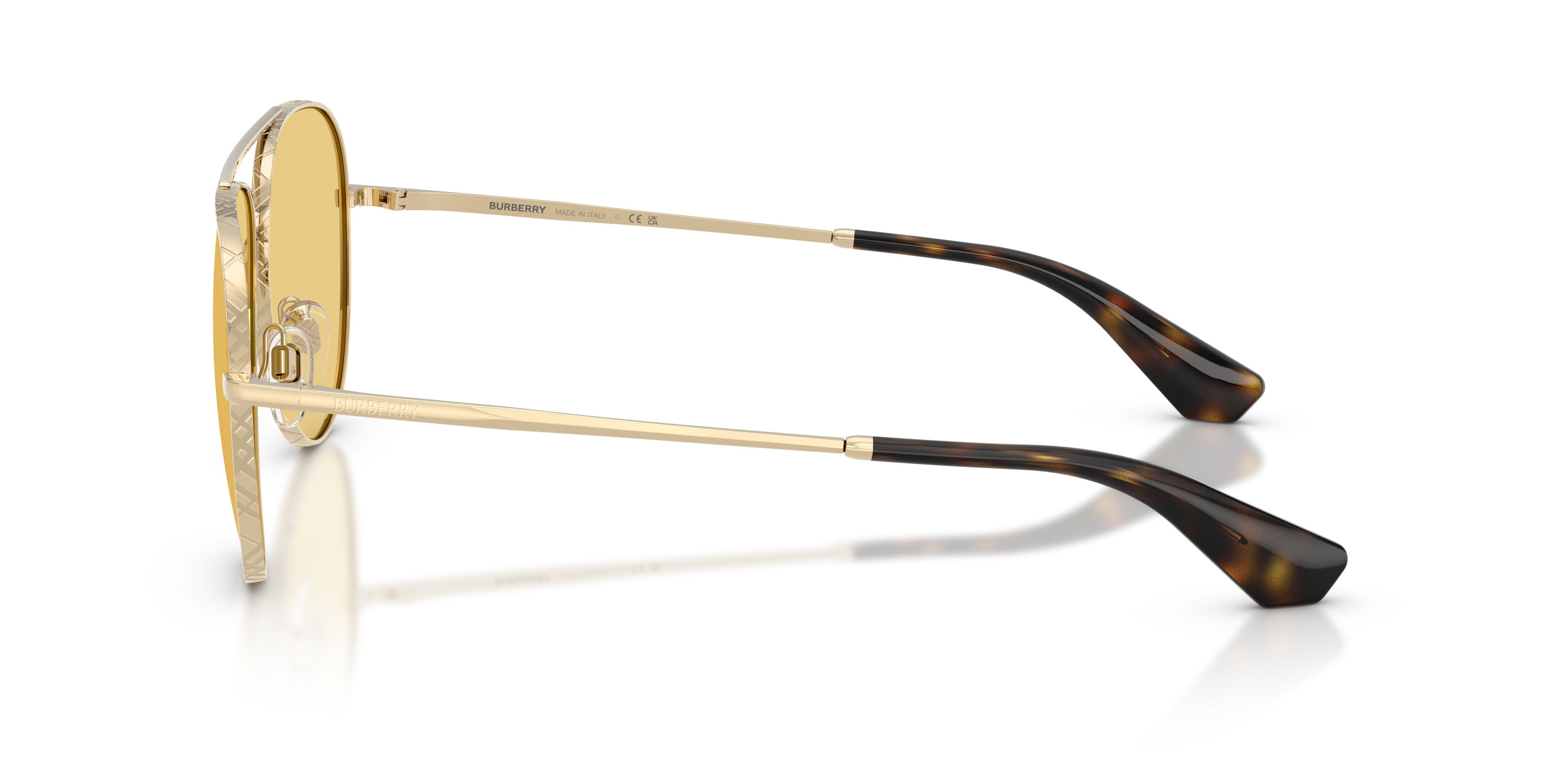 Sunglasses Burberry BE 3172 (110985) color oro chiaro shape aviator lenses giallo