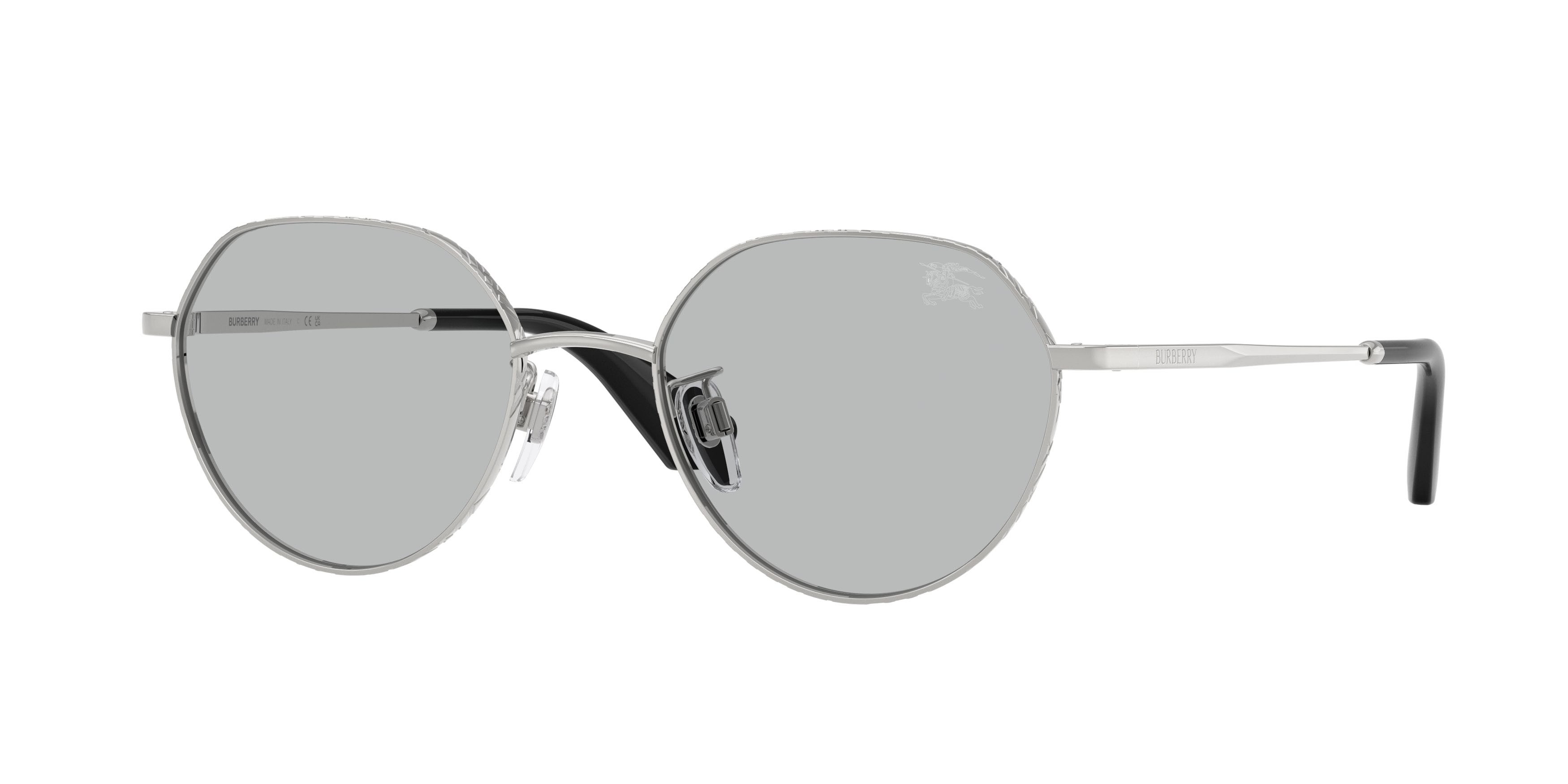 Sunglasses Burberry BE 3173D (100587) color argento shape round lenses grigio chiaro