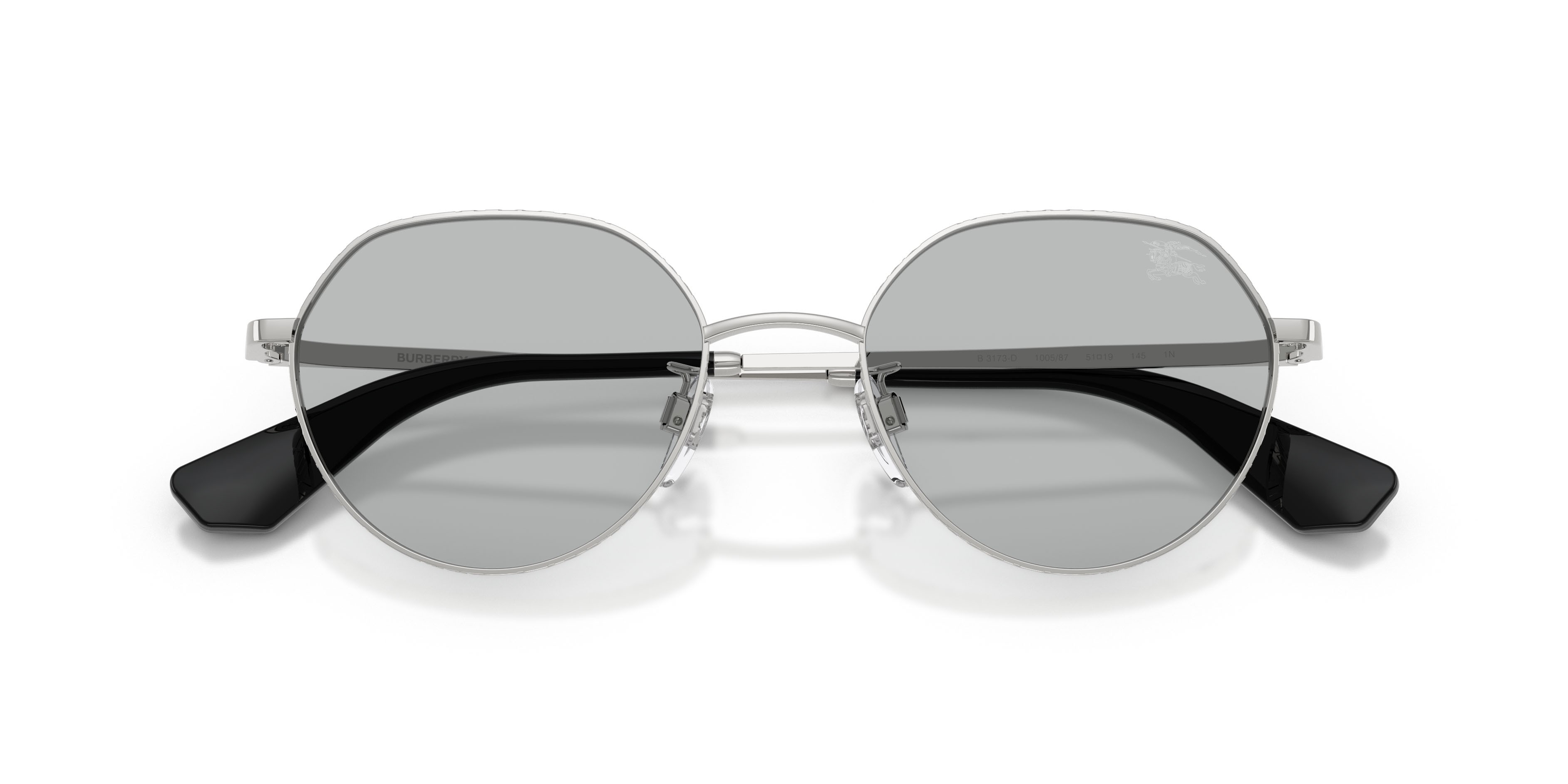 Sunglasses Burberry BE 3173D (100587) color argento shape round lenses grigio chiaro