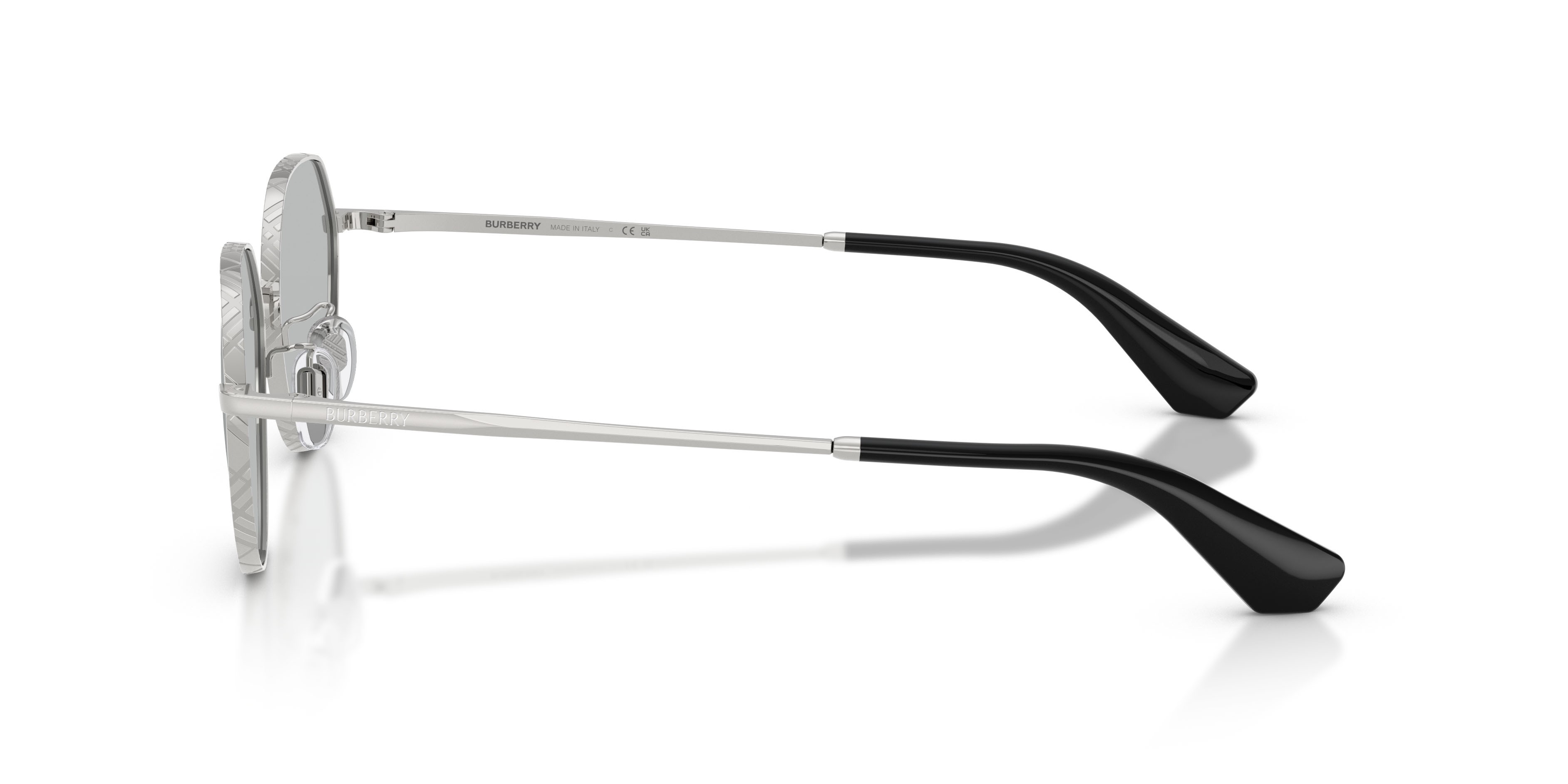 Sunglasses Burberry BE 3173D (100587) color argento shape round lenses grigio chiaro