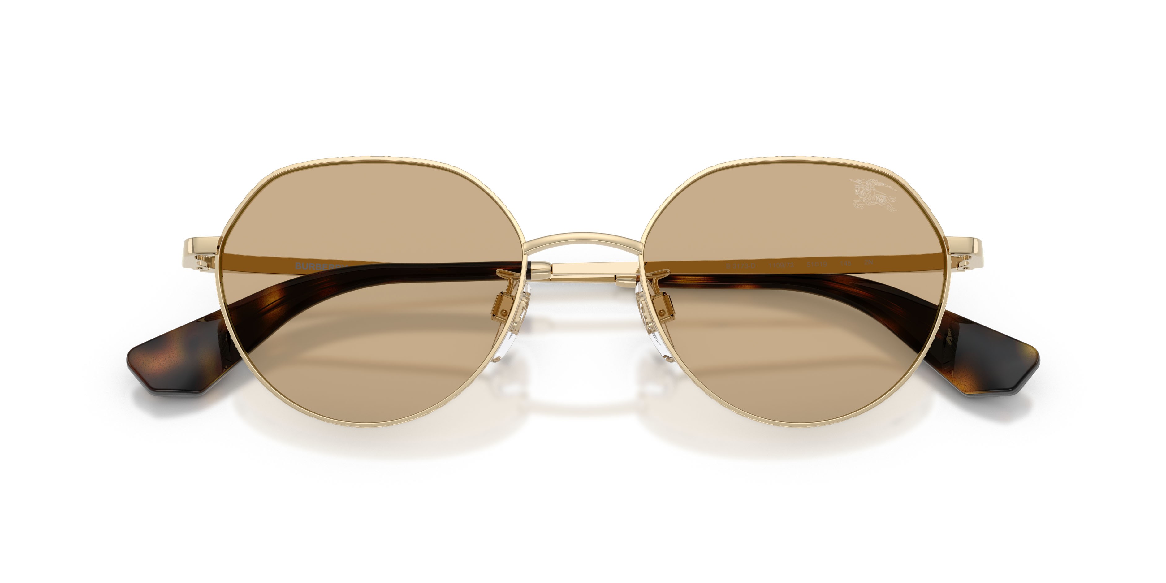 Sunglasses Burberry BE 3173D (110973) color oro chiaro shape round lenses marrone scuro