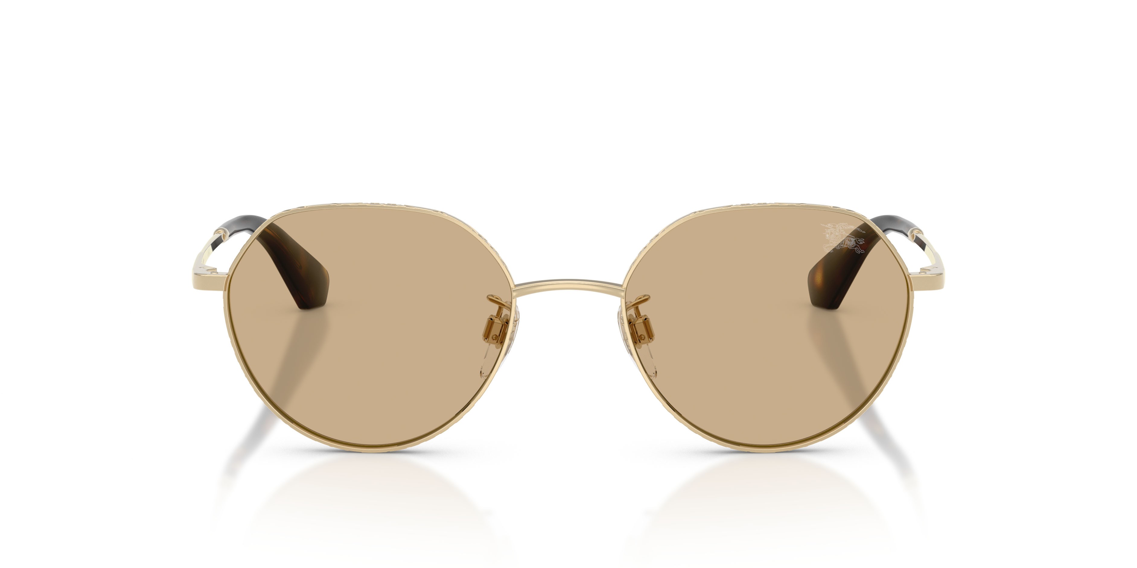 Sunglasses Burberry BE 3173D (110973) color oro chiaro shape round lenses marrone scuro