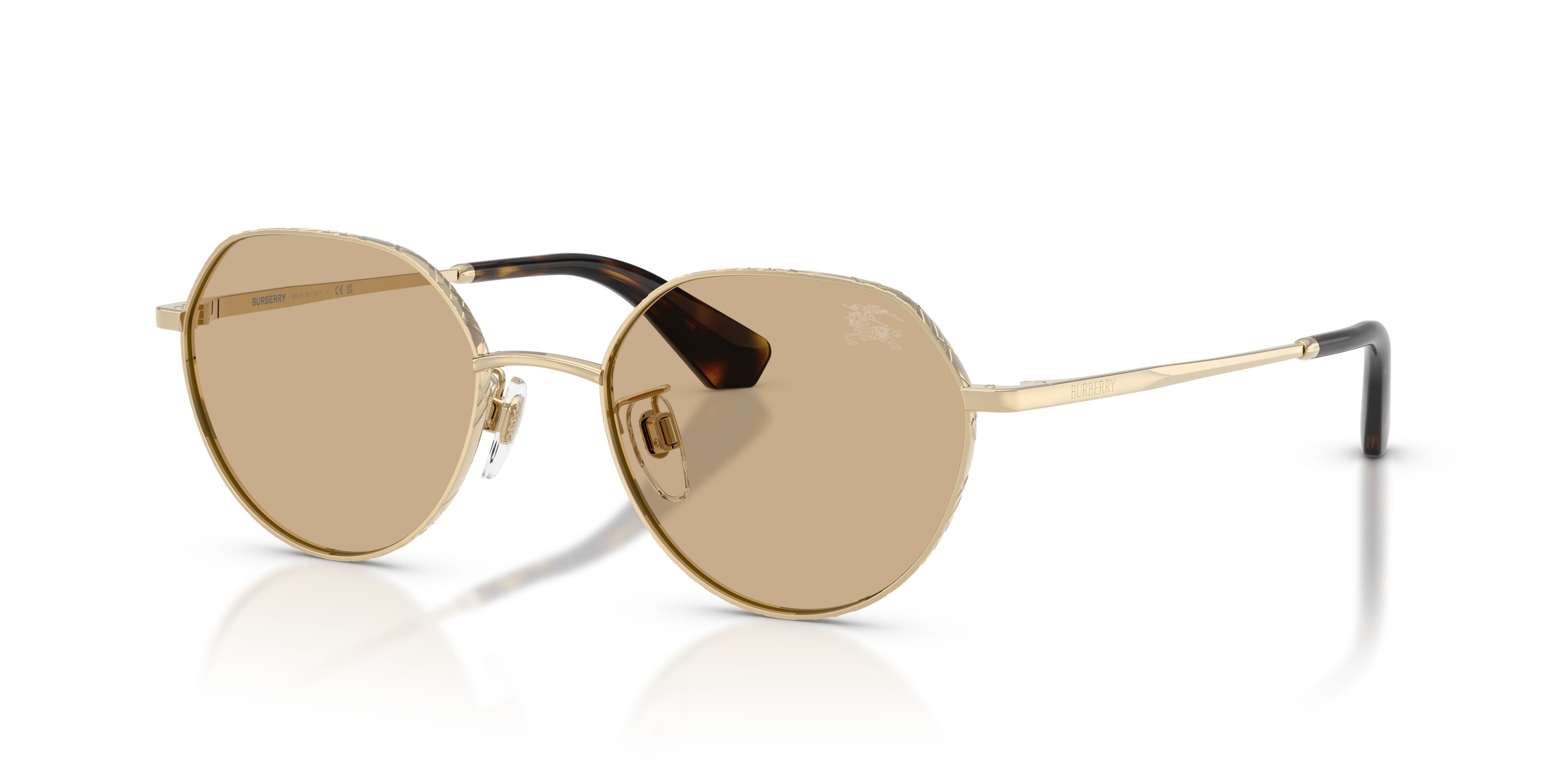 Sunglasses Burberry BE 3173D (110973) color oro chiaro shape round lenses marrone scuro
